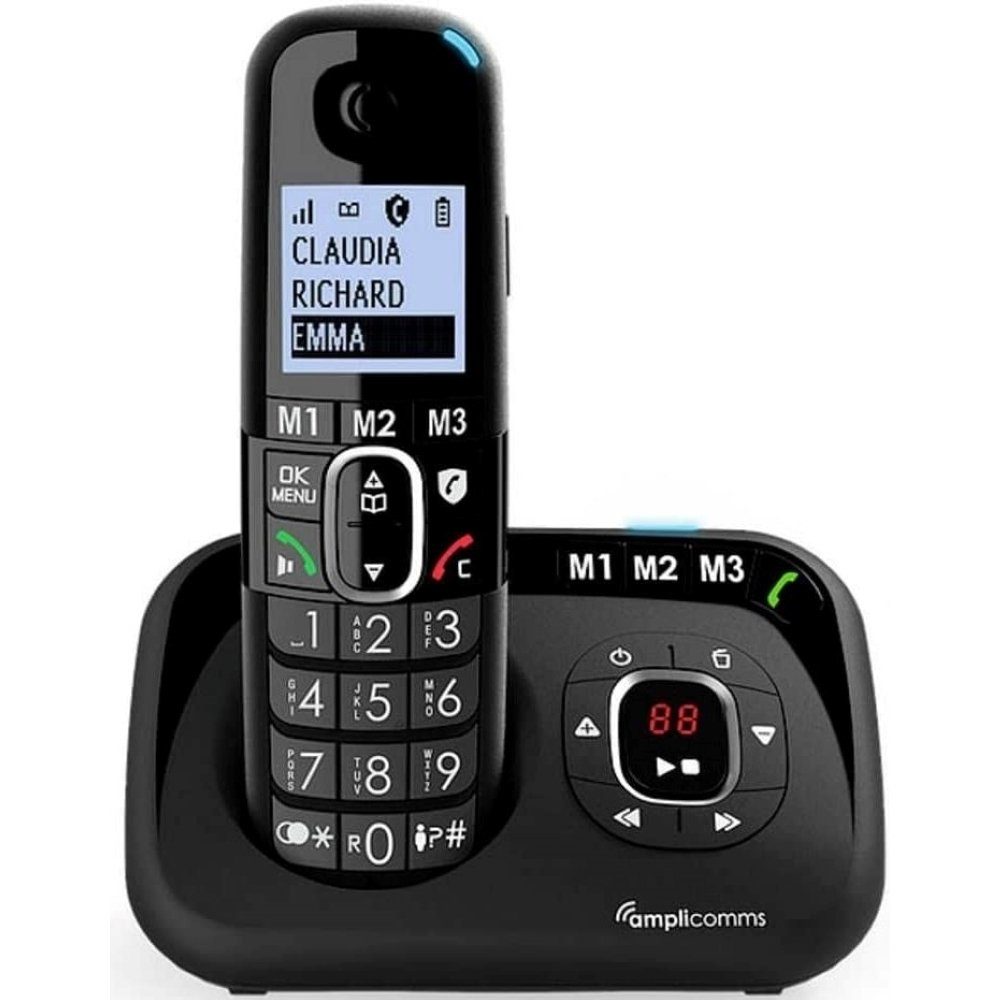Amplicomms Seniorentelefon (Freisprechen, für Hörgeräte kompatibel,  Wahlwiederholung)