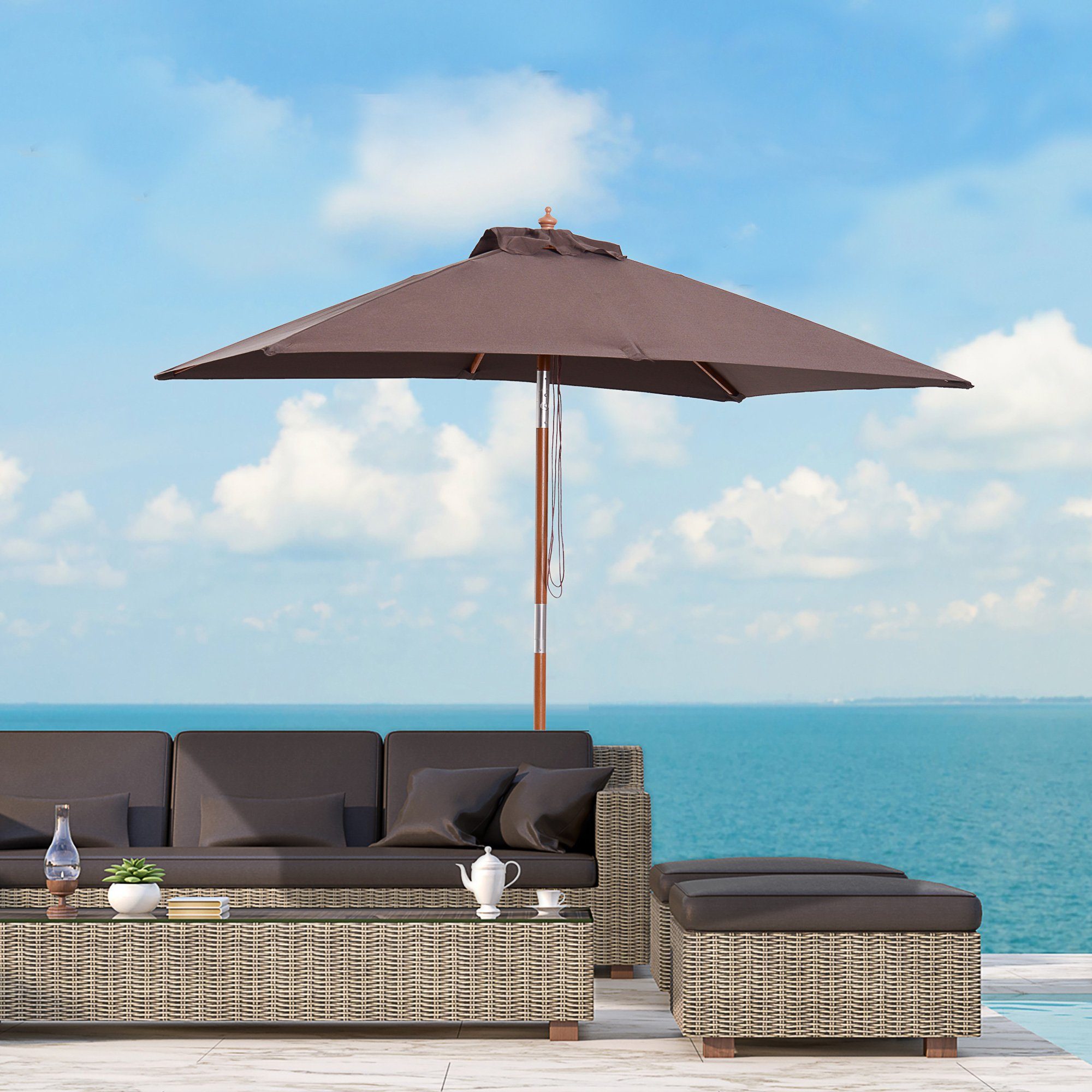 Outsunny Sonnenschirm Knickbar, LxB: 200x150 cm, günstig online kaufen