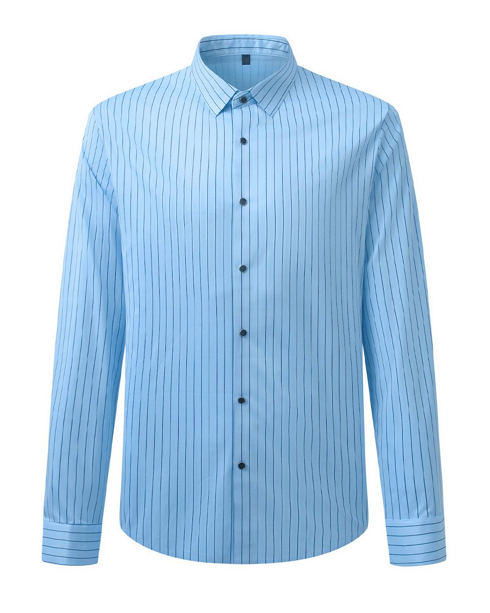Allthemen Businesshemd Herren langarm Oberhemd aus Stretchmaterial Streifenhemd Slim Fit