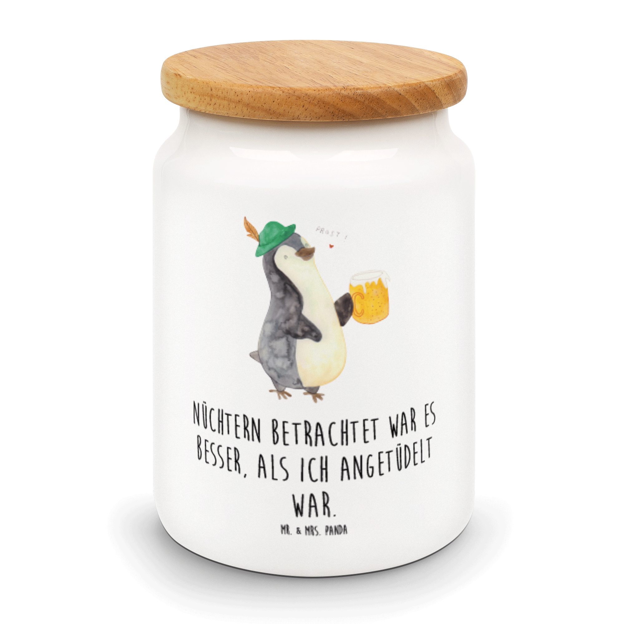 Bier Pinguin Mr. (1-tlg) Keramik, Weiß Vorratsbehälter, Vorratsdose Keramik, Geschenk, Mrs. Panda - Oktoberfest, & -