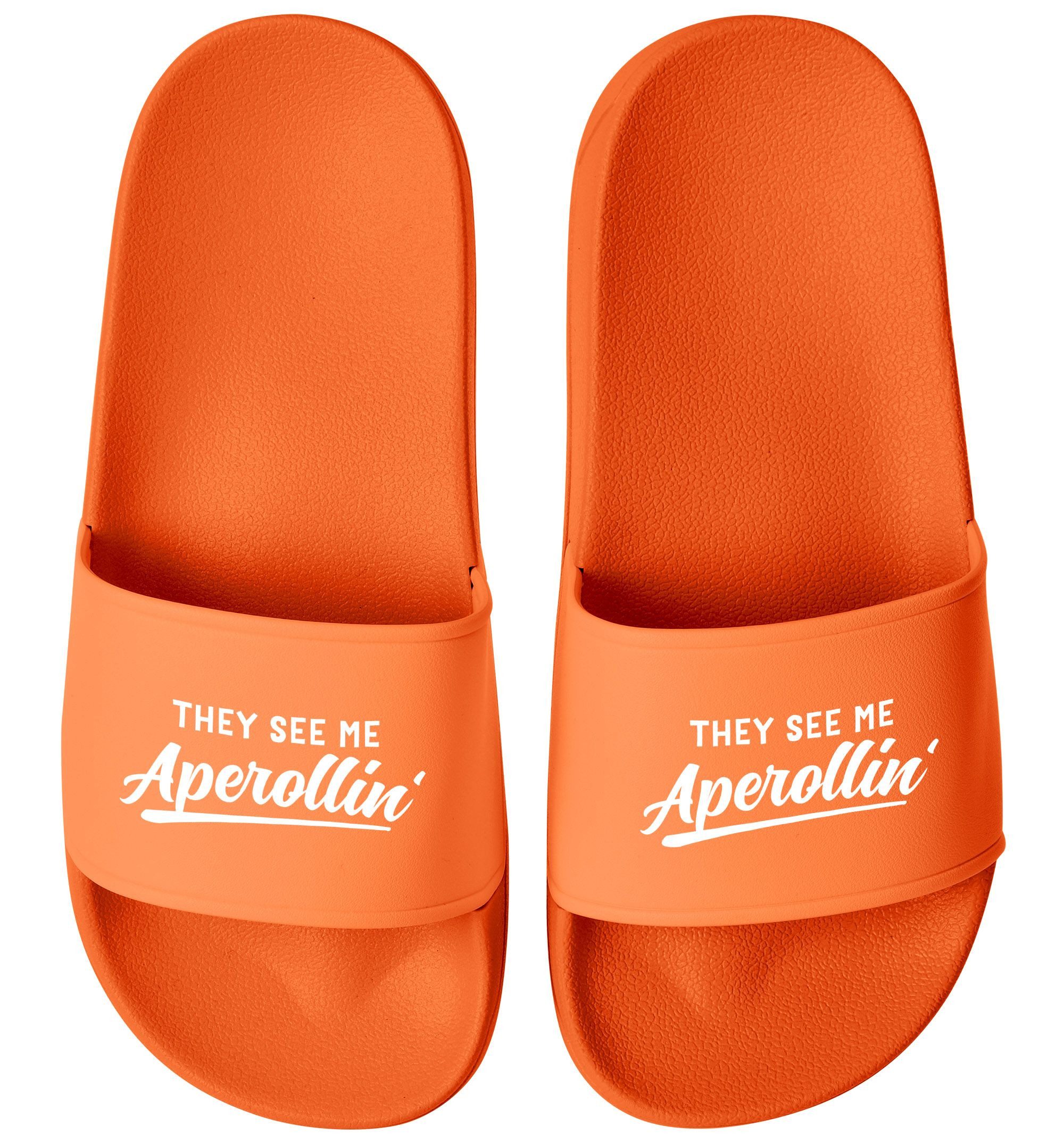 MoonWorks Badeschlappen Spruch They see me Aperollin Sommer Urlaub Badelatschen Badesandale