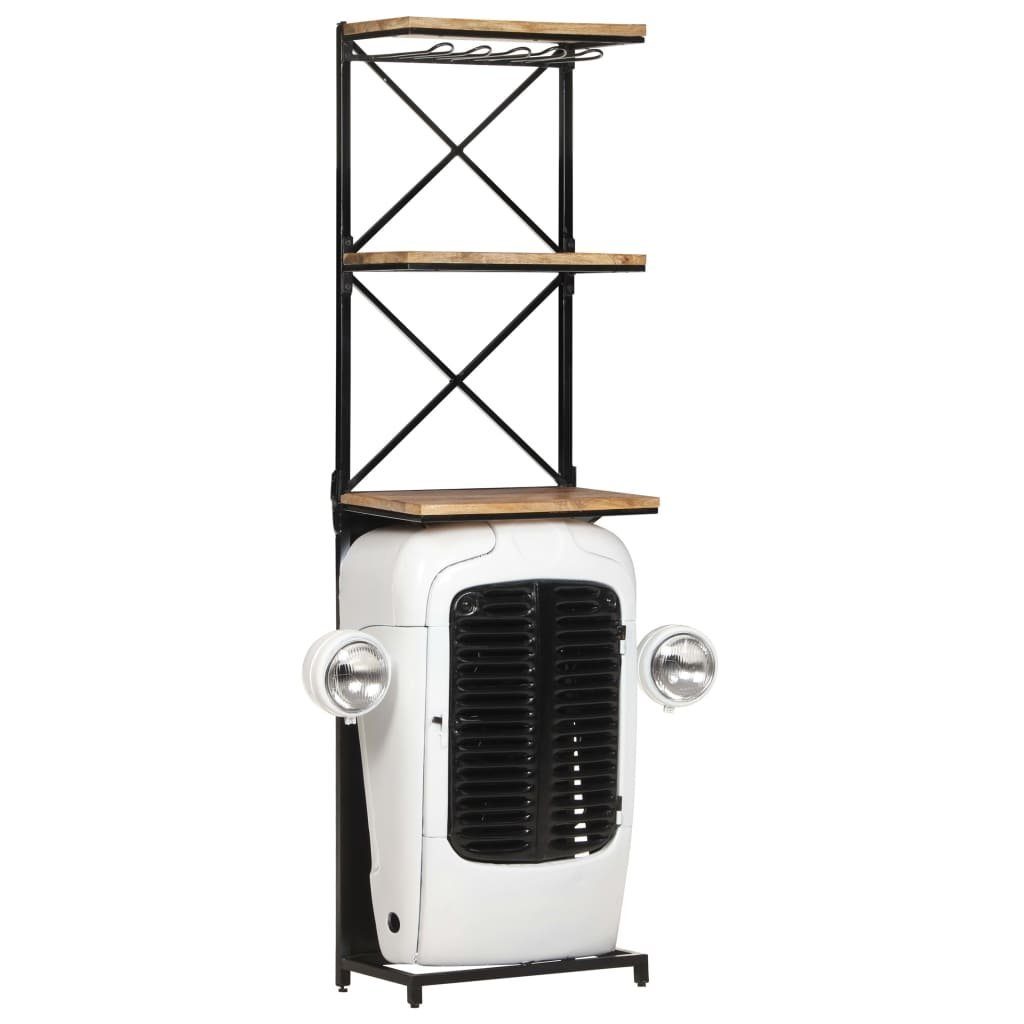 Weinschrank Traktor-Weiß 49x31x172 cm Raues Mangoholz