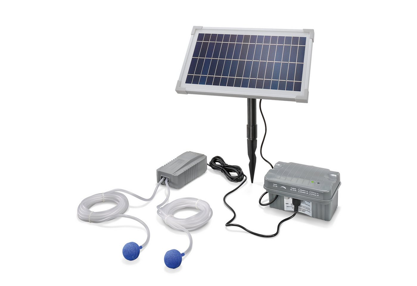 esotec Teichbelüfter 8/200 Belüfterpumpen-Set 2x100l/h, Akku, Solarmodul 8Wp, Regler 101846, 200 l/h, (Komplettset)