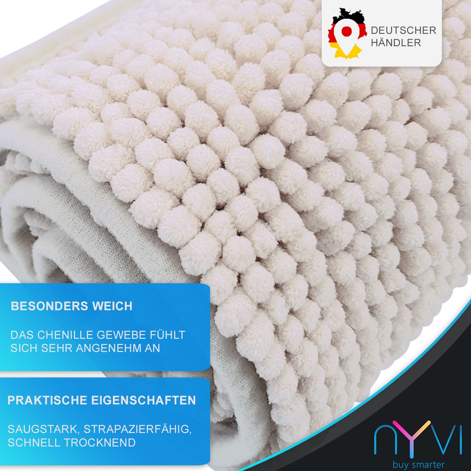 NYVI Badematte Badematte NYVISpa Chenille Badezimmerteppich, Höhe 20 mm, Po günstig online kaufen