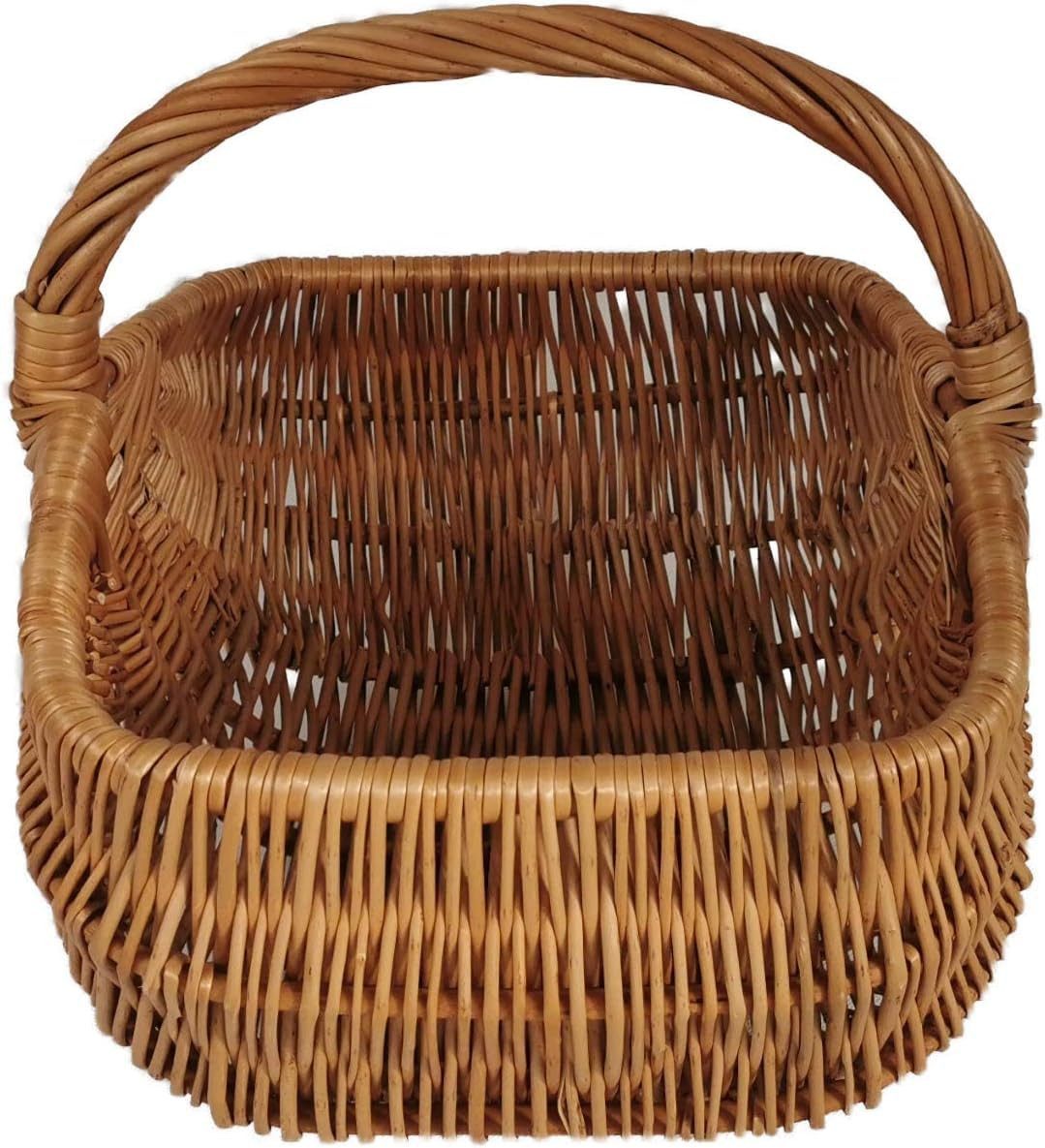 natuleo by pokuc Flaschenkorb Einkaufskorb aus Weide Braun 43x31x36 cm "Windmühle"
