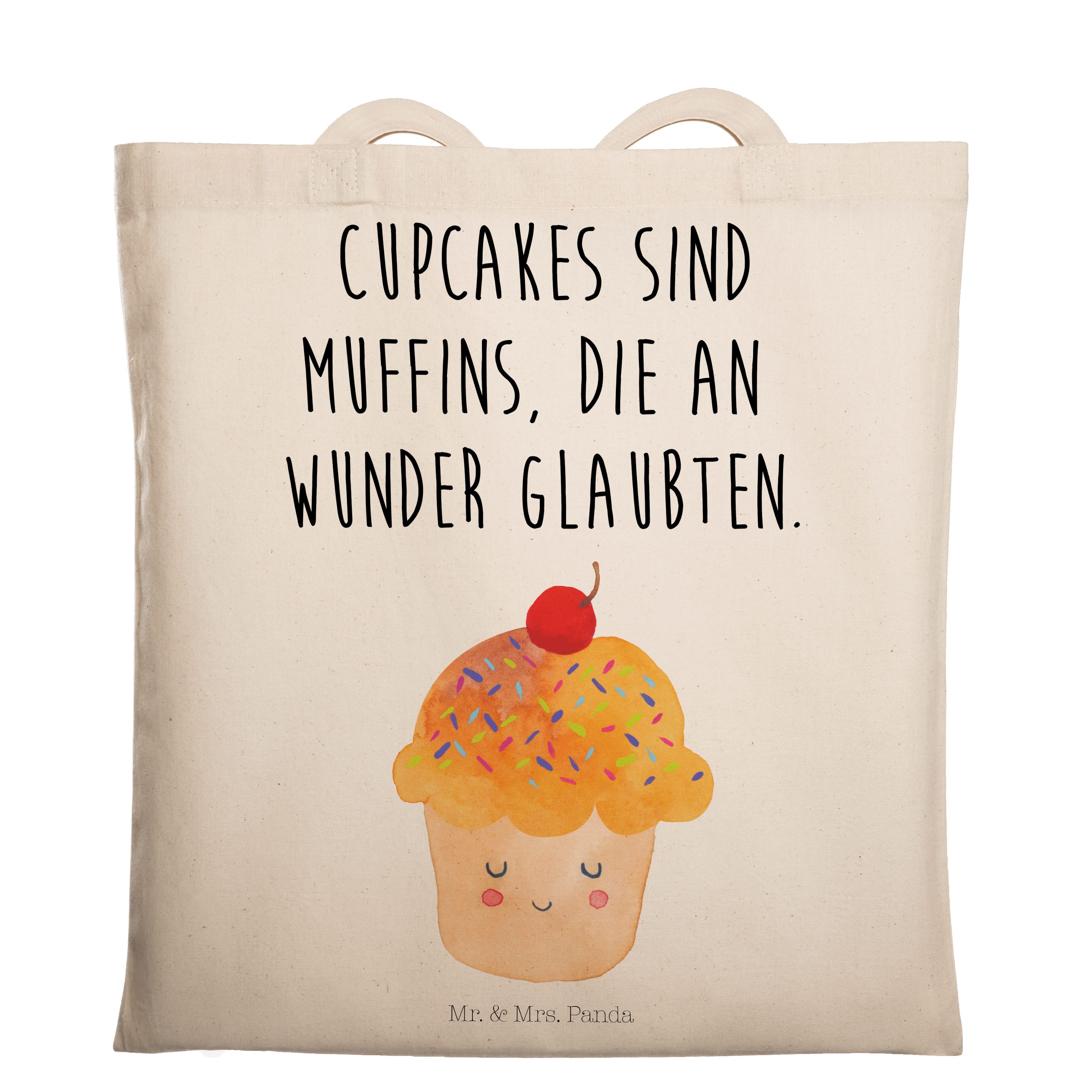 Mr. & Mrs. Panda Tragetasche Cupcake - Transparent - Geschenk, Wunder, Tiermotive, Muffin, Beutelt (1-tlg) | Canvas-Taschen