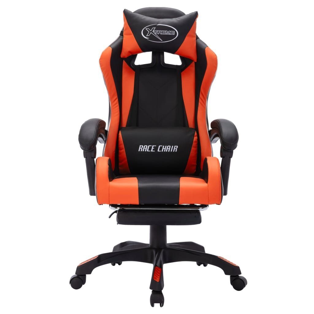 Kunstleder Schwarz Orange Orange | St) Orange Bürostuhl mit vidaXL RGB (1 und Schwarz und LED-Leuchten Gaming-Stuhl und Schwarz