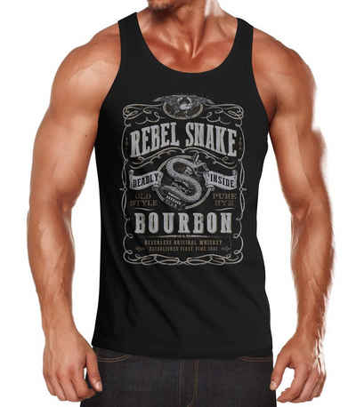 Neverless Tanktop Herren Tank-Top Whiskey Emblem Rebel Snake Bourbon Retro Style Fashion Streetstyle Muskelshirt Muscle Shirt Neverless® mit Print