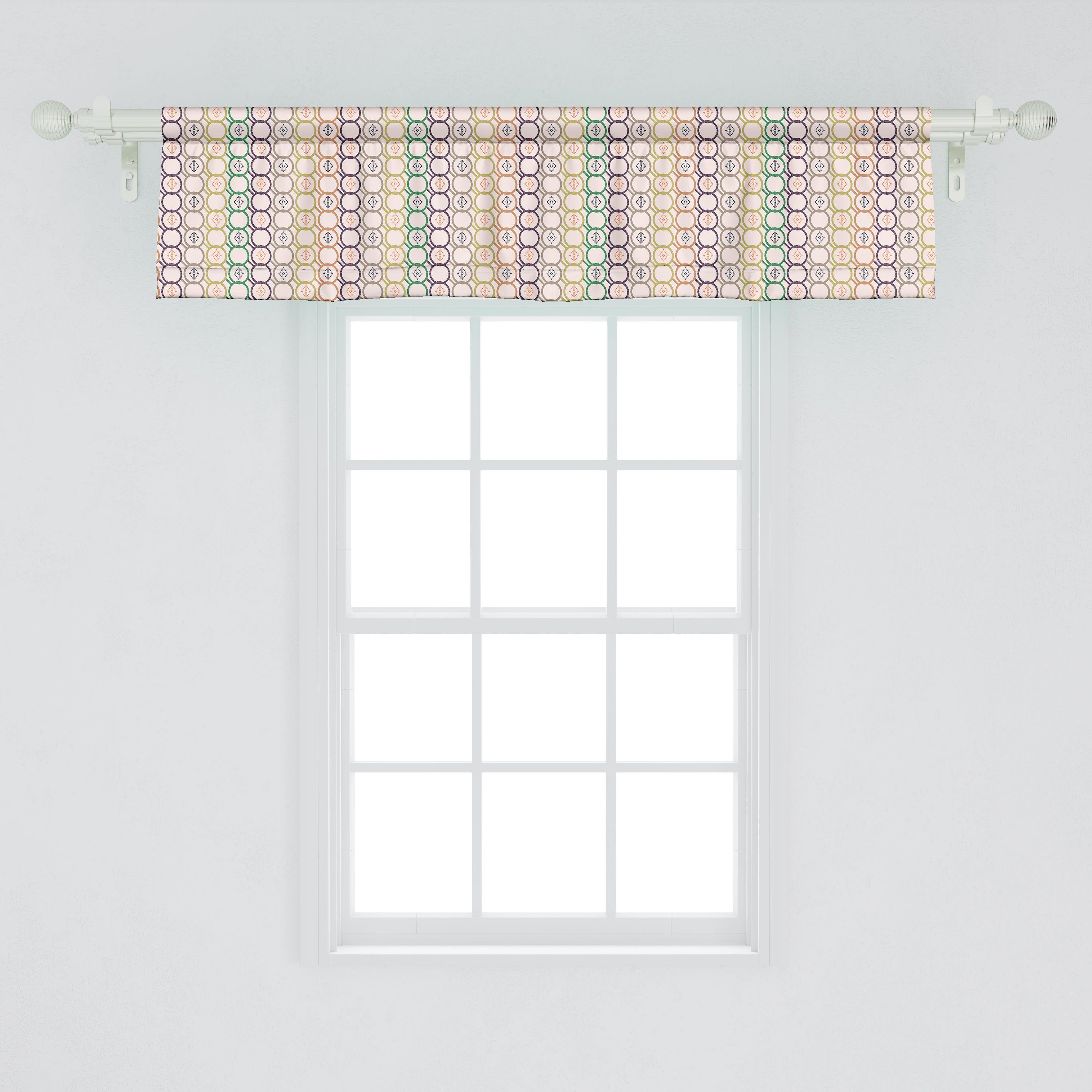 Dekor Vorhang Geometrisch Microfaser, mit Stangentasche, Volant Küche Abakuhaus, Schlafzimmer Gekettelte Scheibengardine für Horizontal