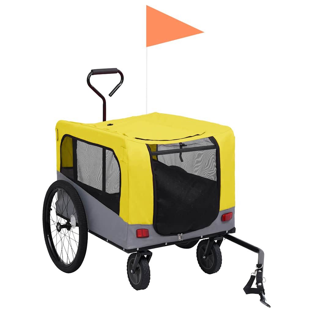 Thumbnail - vidaXL Fahrradhundeanhänger 2-in-1 Fahrradanhänger für Hunde und Buggy Gelb und Grau