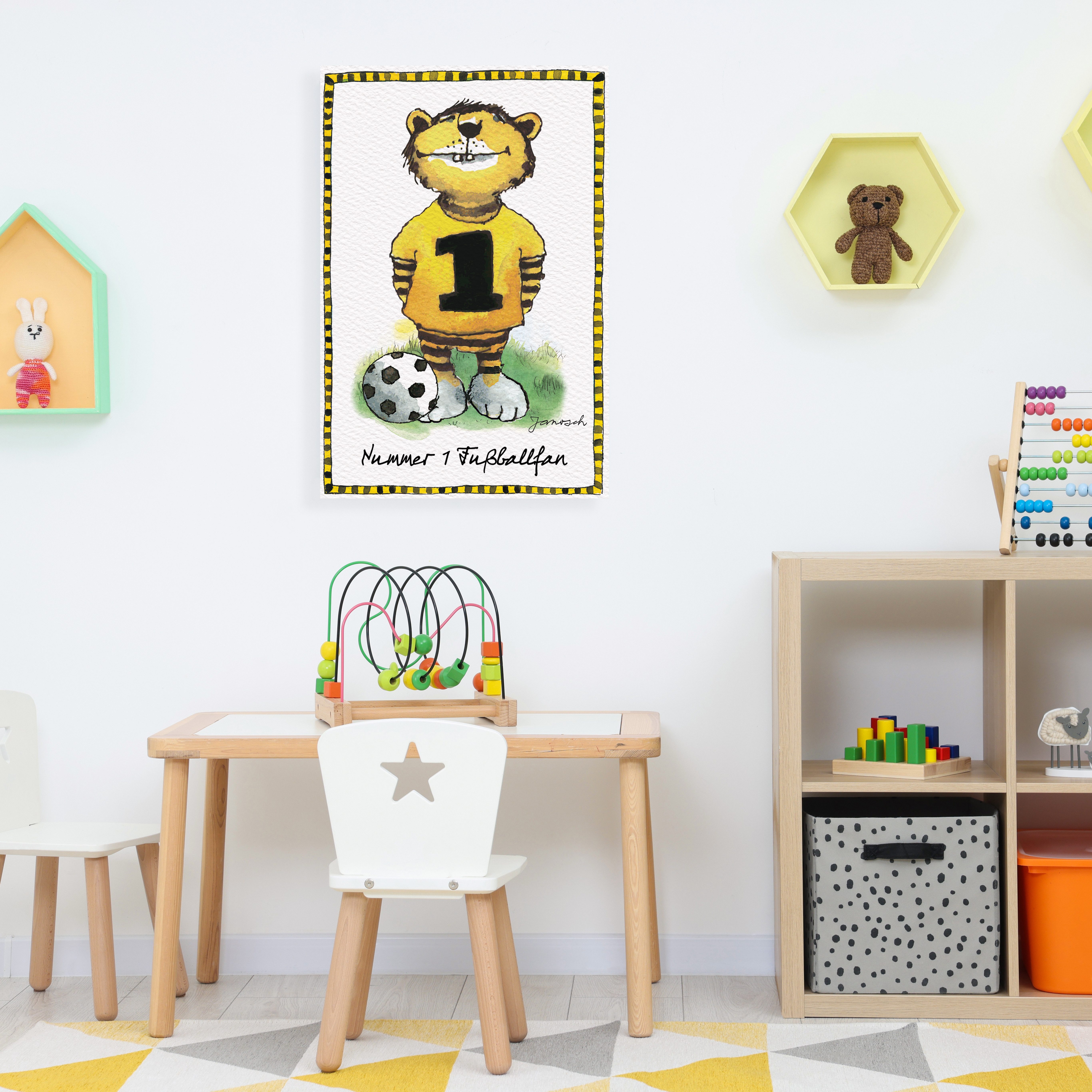 LuckyLinde Leinwandbild Der kleine Tiger - Fußballfan, Ente, Enten, Figuren, Filmfiguren, Motivationsbilder, Schriftzug, Sport, Sprüche, Tiere, Tiger, little star (1 St), Exklusive JANOSCH Kindermotive