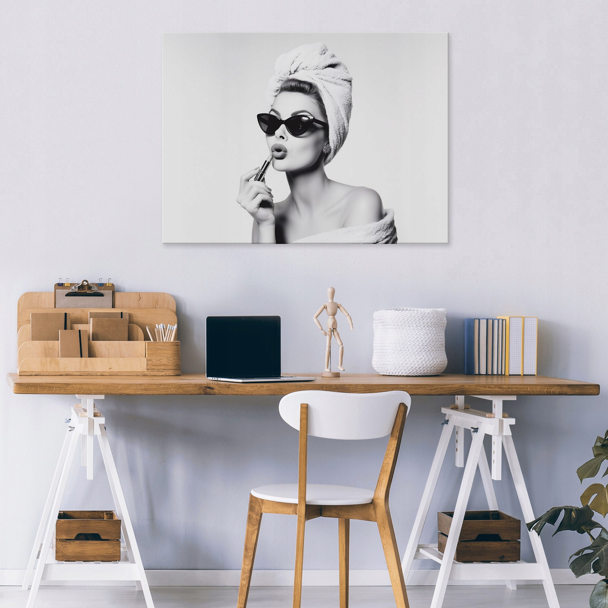 Wallarena Fototapete Frau Gesicht - Grau - Elegant - Vlies - Schlafzimmer, glatt, 40x30x2cm
