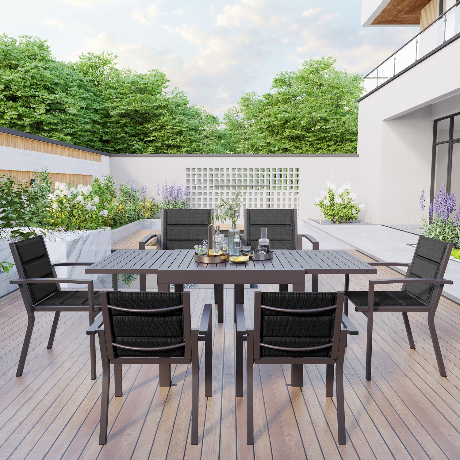 HOMALL Gartentisch 81.5*81.5/163*81.5CM Gartentisch 4/6 Gartenstühle günstig online kaufen