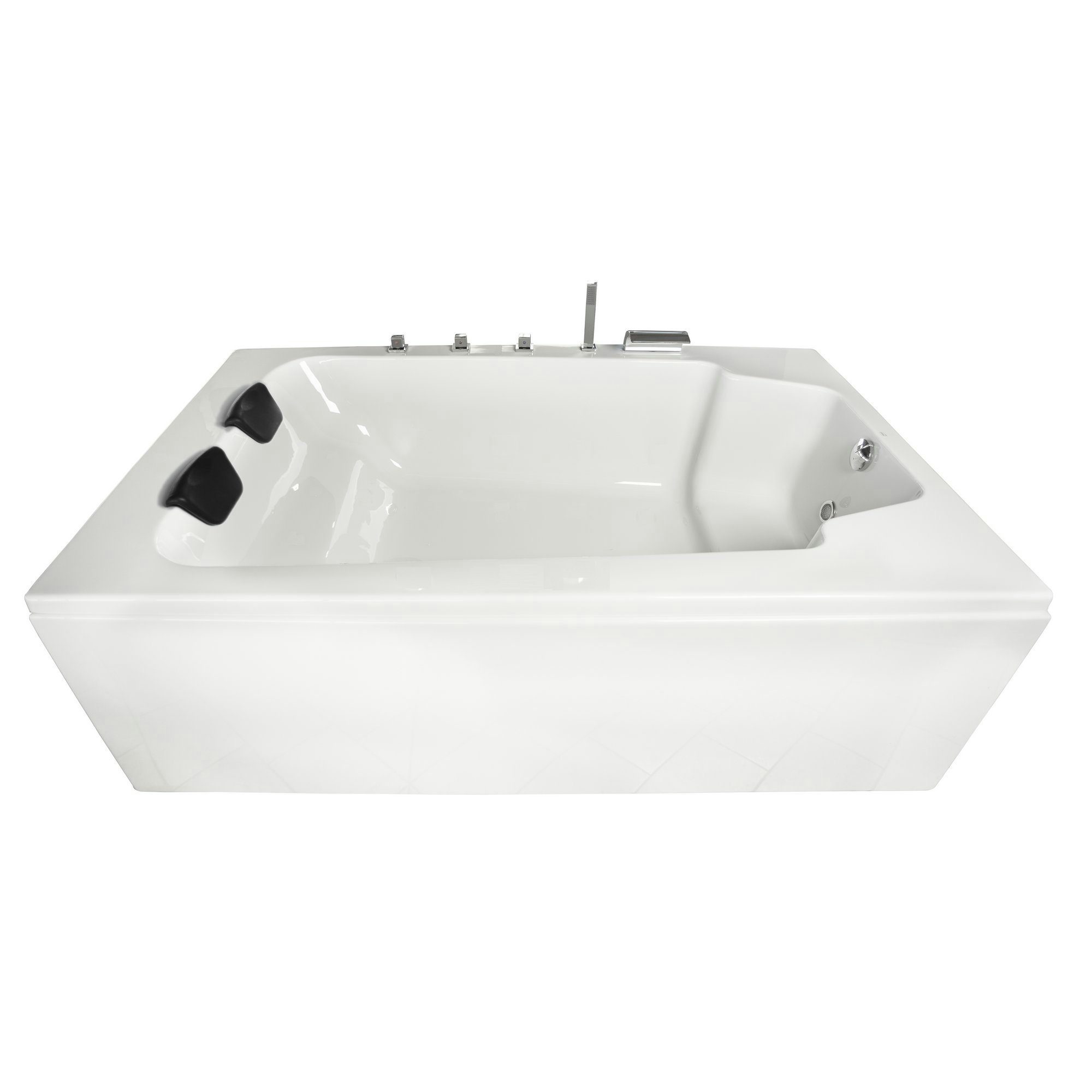 Basera® Badewanne Badewanne XXL Milos 190 x 120 cm für 2 Personen, (Komplett-Set), mit Wasserfall, LED und Kopfstützen