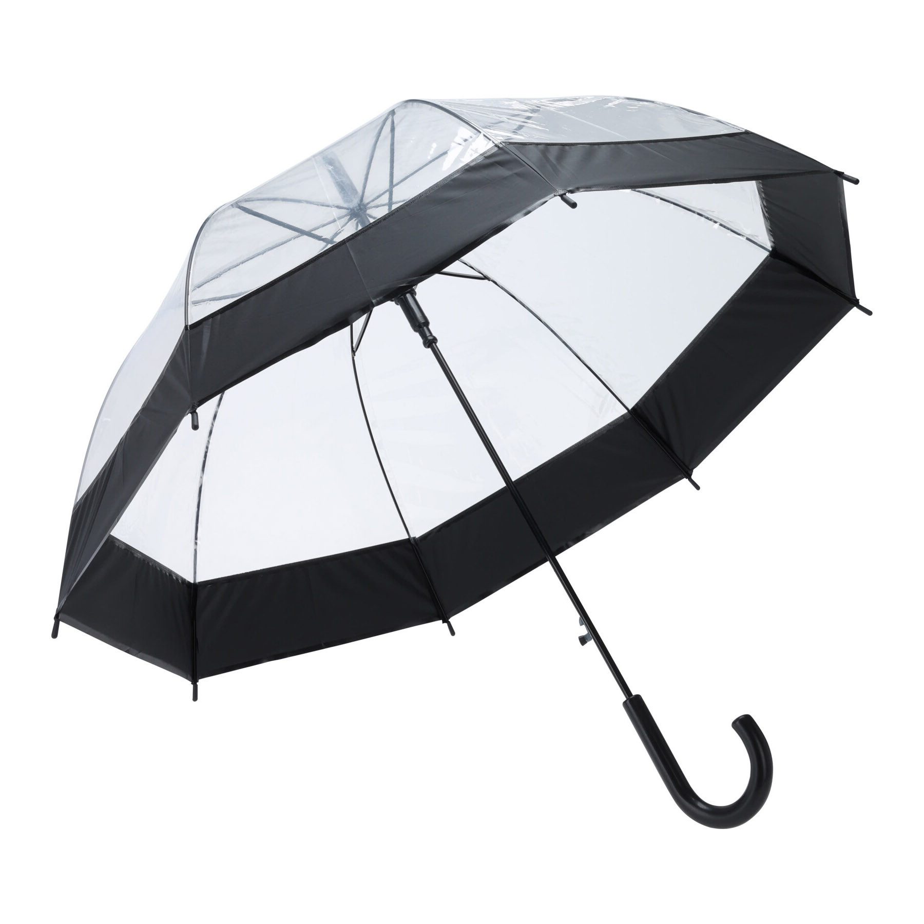 HAC24 Stockregenschirm Regenschirm Transparent Ø 85 cm Automatik Stockschirm Windfest, mit schwarzem oder beigem Rand