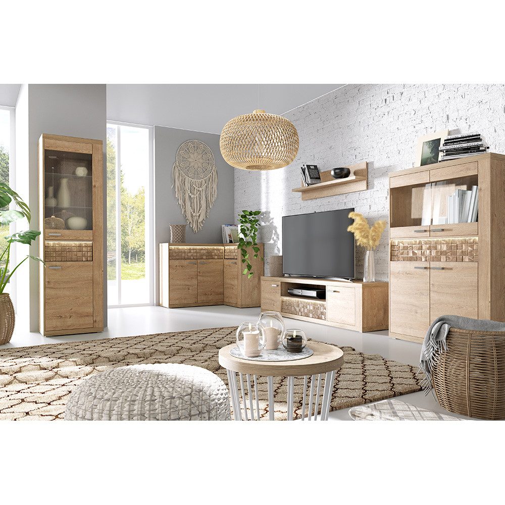 Lomadox Wohnzimmer-Set NUSCO-161, (Mega-Spar-Set, 5-St., Vitrine günstig online kaufen