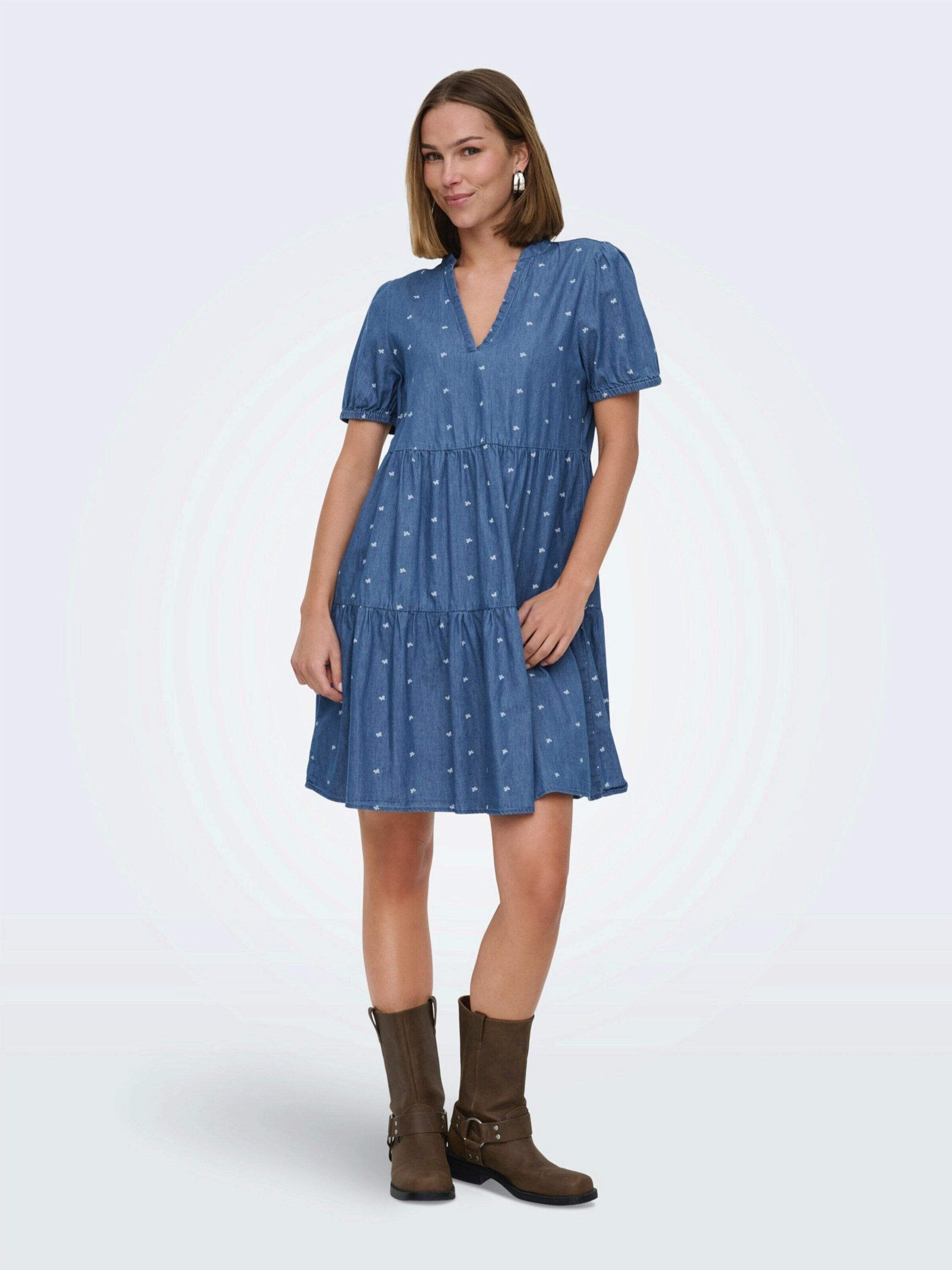 ONLY Jeanskleid ONLNOVA AZURE (1-tlg) Drapiert/gerafft