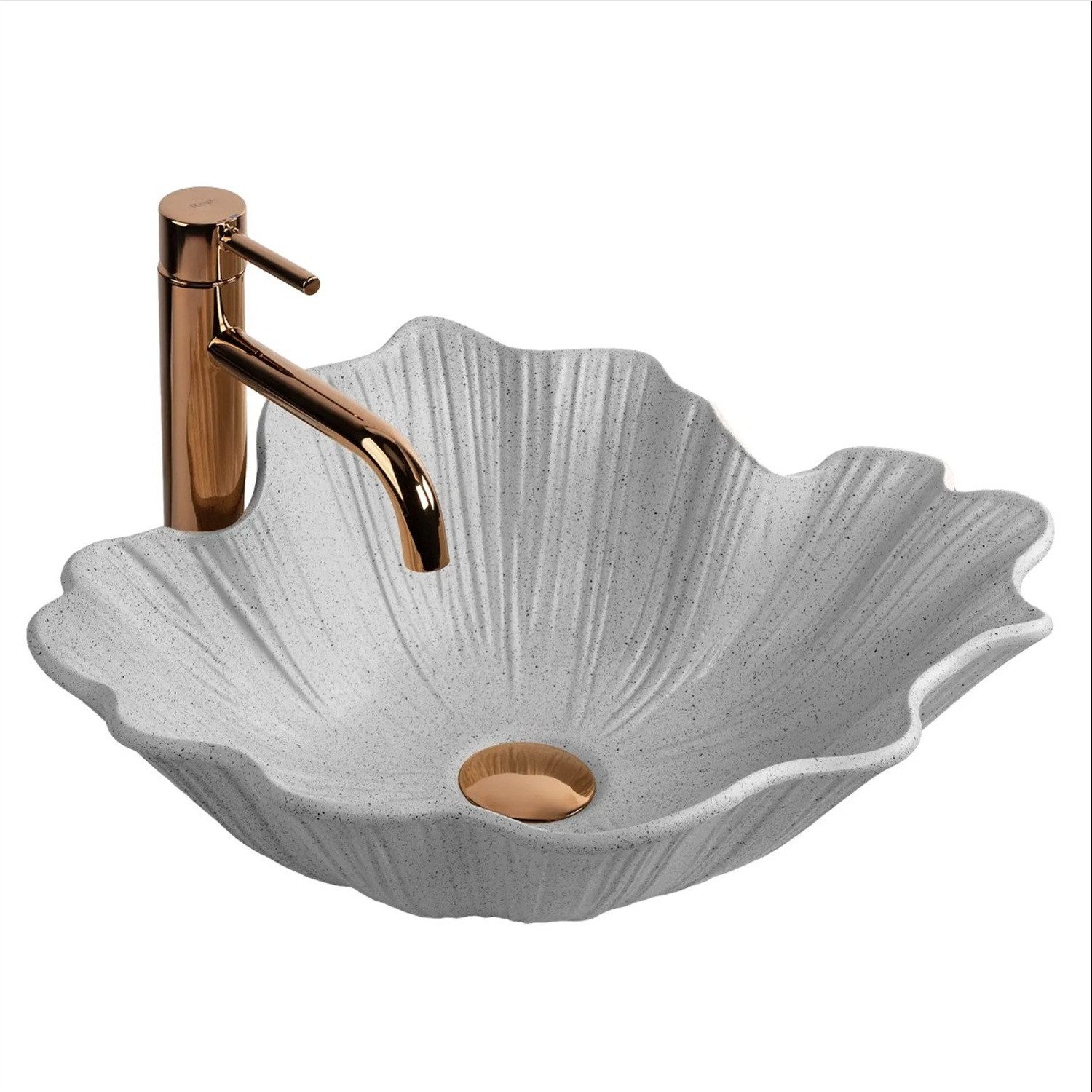 wohnwerk.idee Aufsatzwaschbecken Aufsatzwaschbecken Flower Kompositstein Blütenform 47,5 × 40 cm, Florale Form