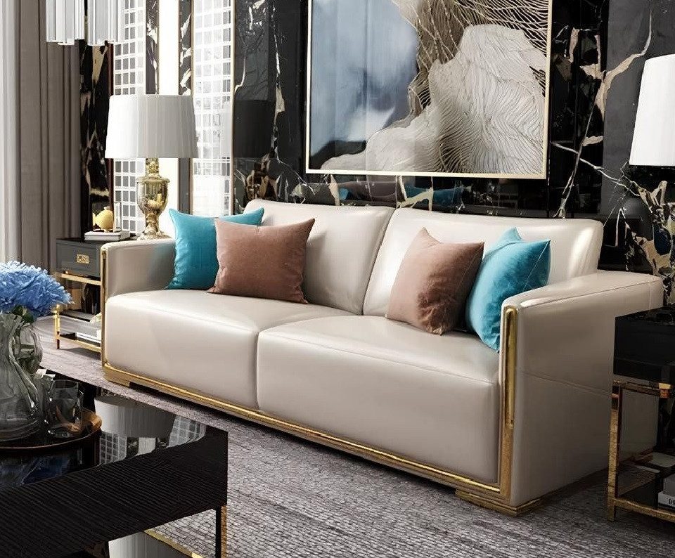 Sofa Dreisitzer Polstermöbel Design Sofa in modernem Leder
