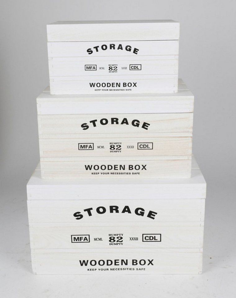 BURI Aufbewahrungsbox Set 3 Stück Kisten Deckel Holz Tragetaschen Körbe Aufbewahrung Deko