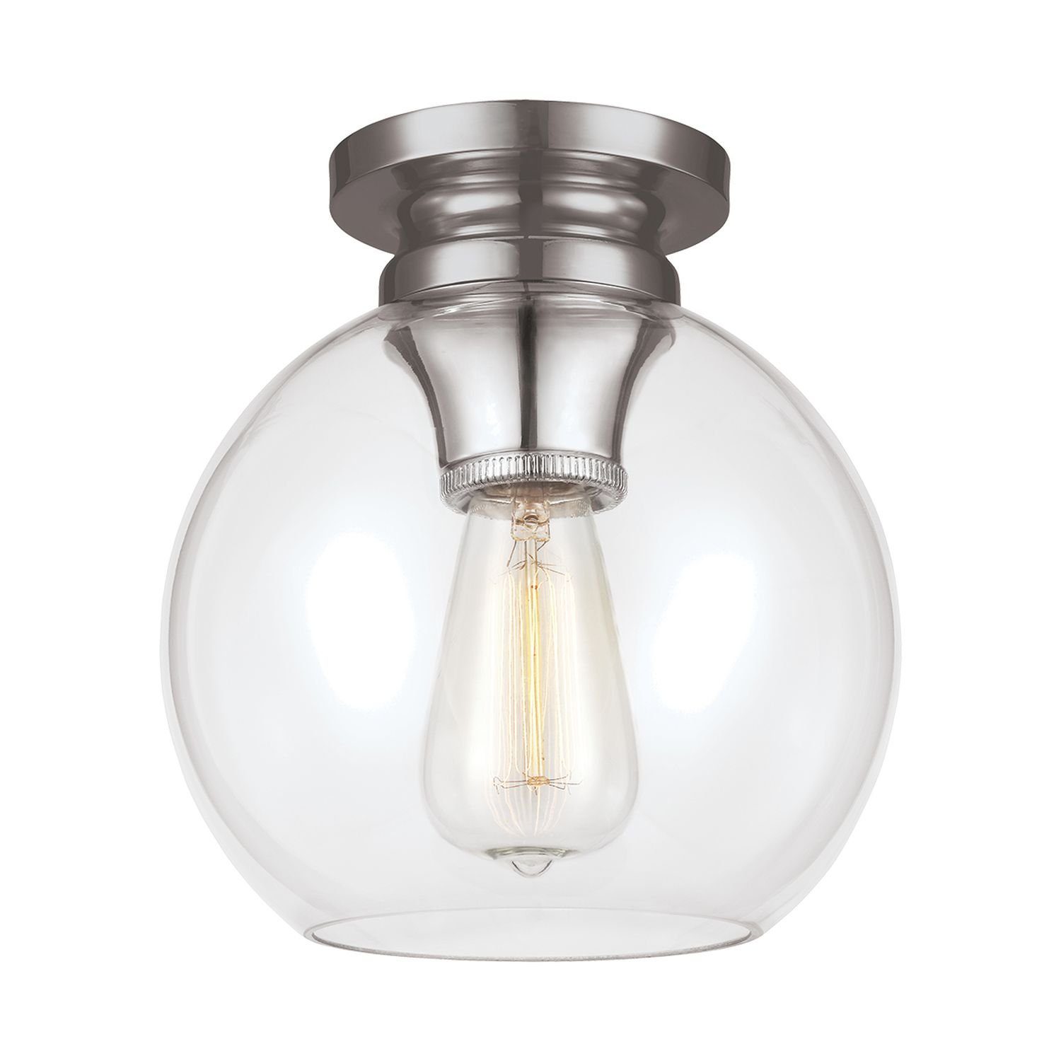 Licht-Erlebnisse Deckenleuchte FINYA, ohne Leuchtmittel, Deckenlampe Nickel Glas Metall E27 Modern