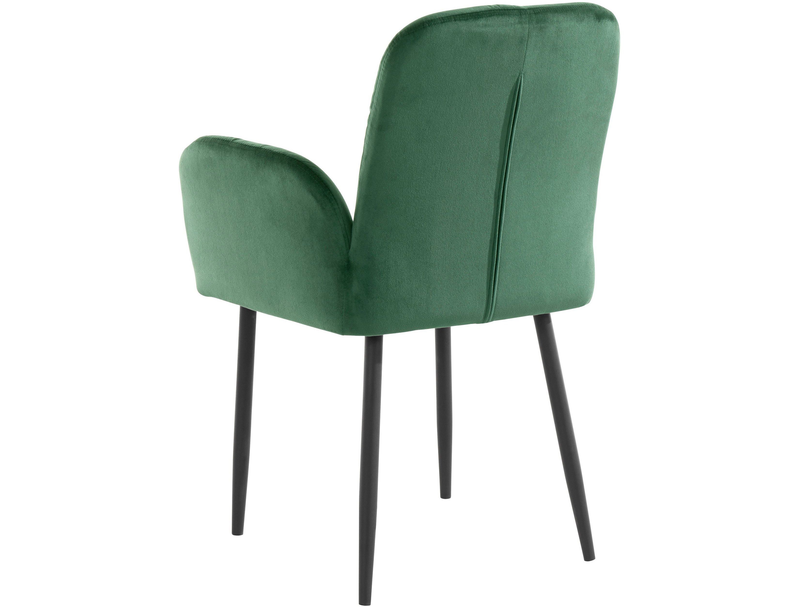 Milton in Sitzhöhe cm 2 dunkelgrün Samtoptik, Bezug | dunkelgrün Armlehnstuhl Esszimmerstuhl, loft24 St), (Set, 49