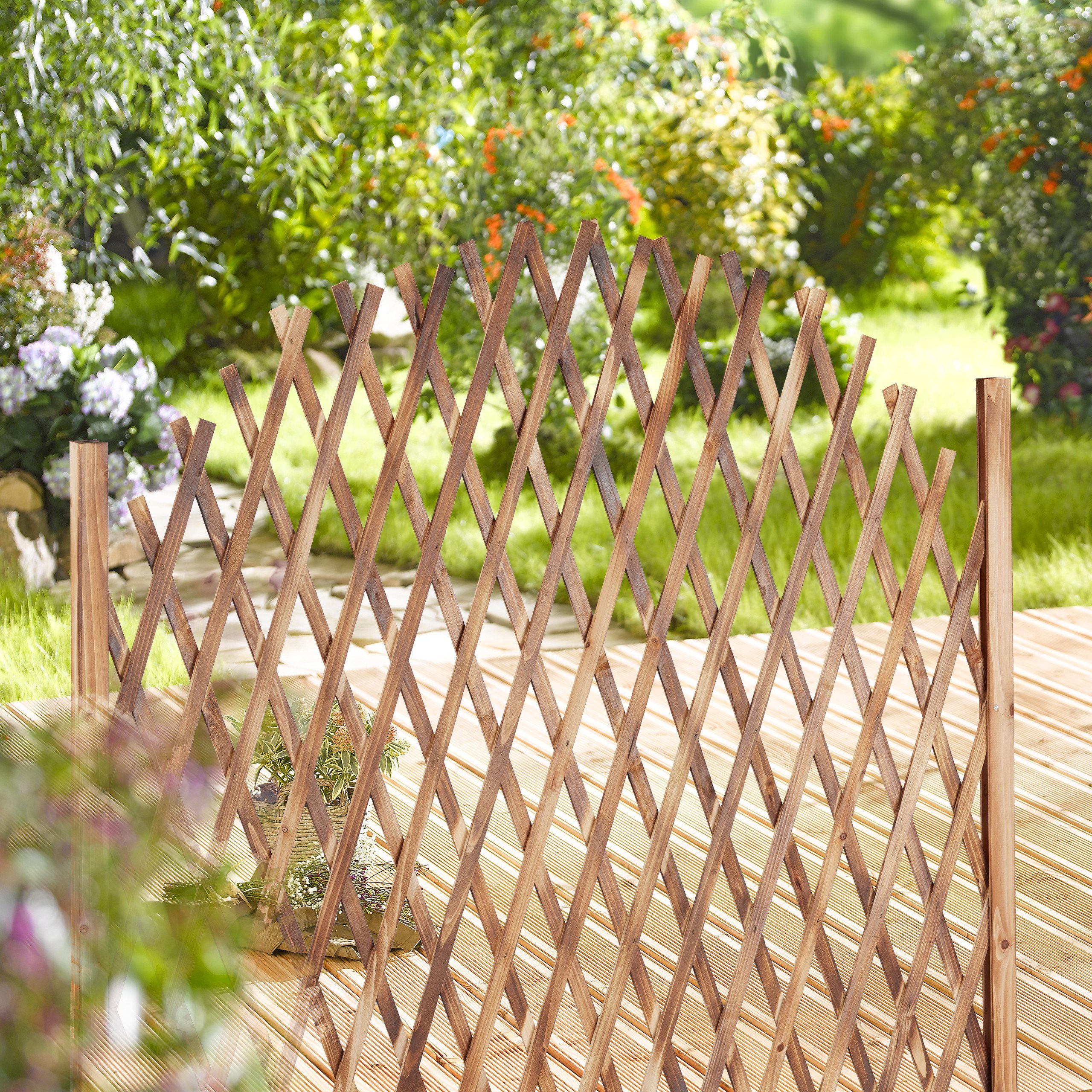 relaxdays Rankgitter Holz ausziehbar, Geflammt günstig online kaufen