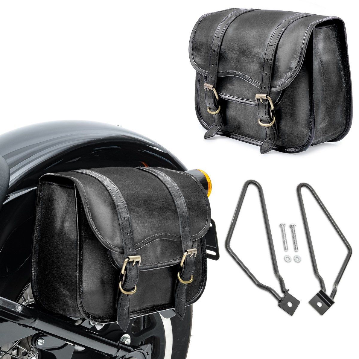 Craftride Satteltasche Set 2x Satteltaschen + Halter für Royal Enfield Himalayan / Meteor 350