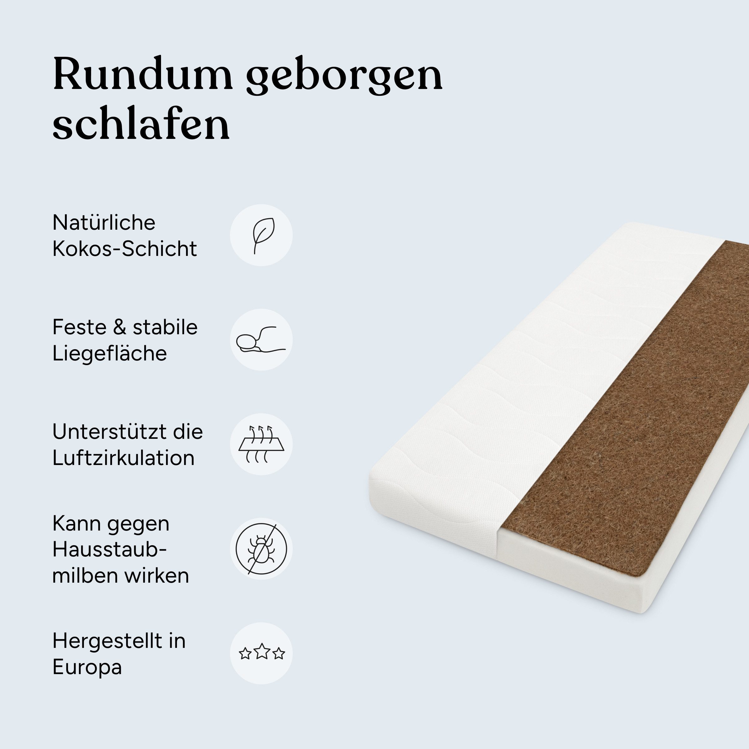 Babymatratze mit hochwertigem Schaum, Kokosplatte und Hygienebezug, Ehrenkind, (OEKO-TEX® Standard 100 zertifziert), Belastbarkeit: 30 kg