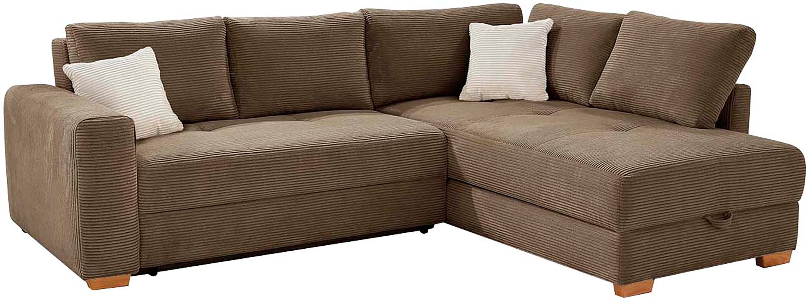 Jockenhöfer Gruppe Ecksofa Sunset L-Form, B: 257 cm, Liegefl. 160x223 cm Dauerschlafsofa, Tonnentaschen-Federkern, Kaltschaumtopper, Bettkasten & Zierkissen