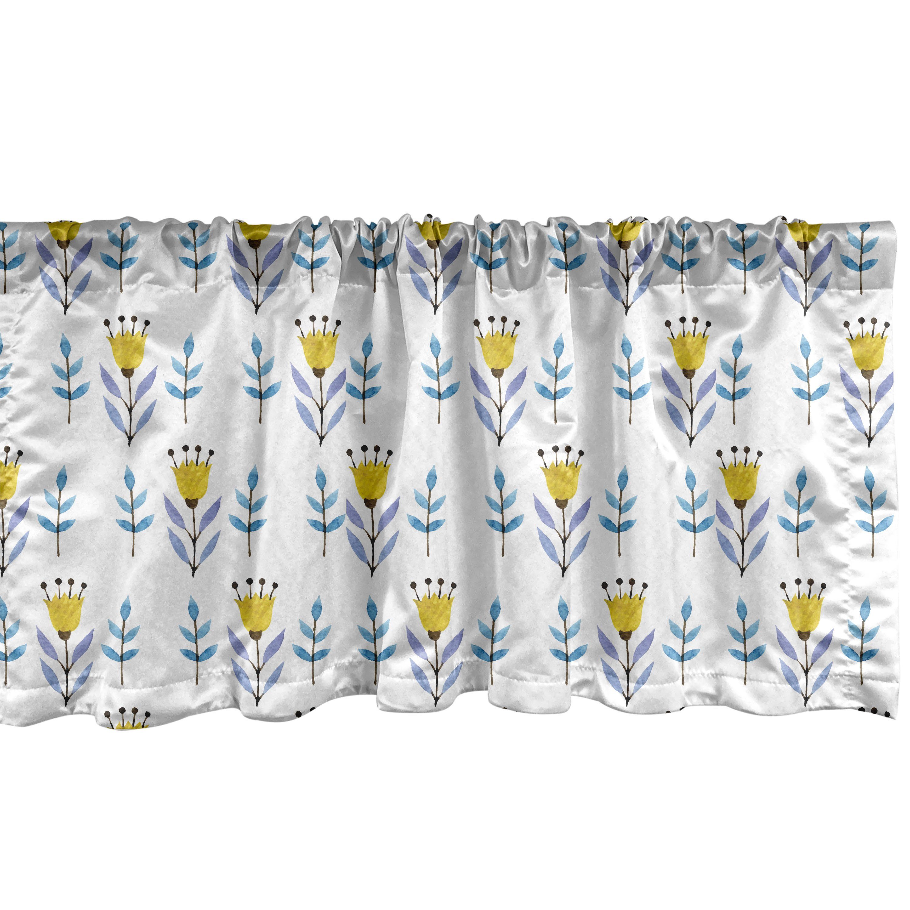 Scheibengardine Vorhang Volant für Küche Schlafzimmer Dekor mit Stangentasche, Abakuhaus, Microfaser, Blume Frisches Petunia Wachstum