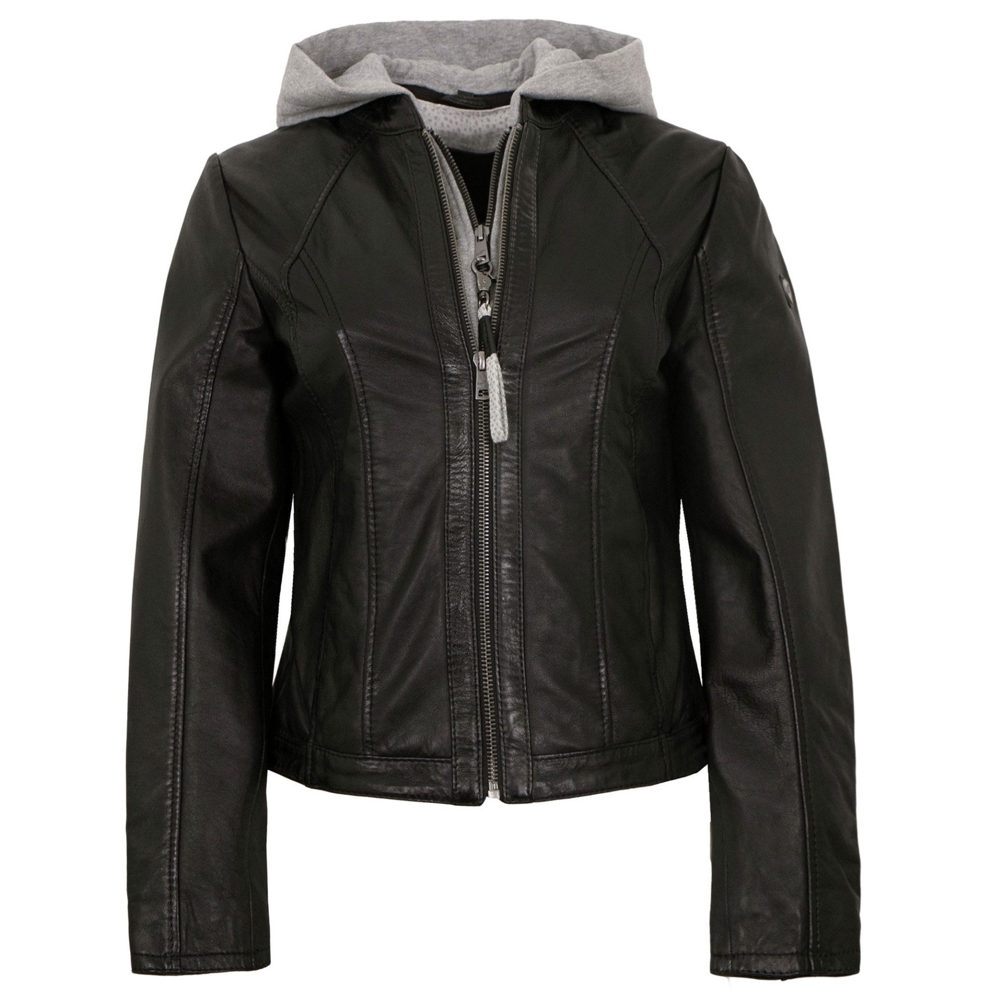 Mauritius Lederjacke MWAleyna Mauritius - Damen Lederjacke Lammnappa Kapuze schwarz