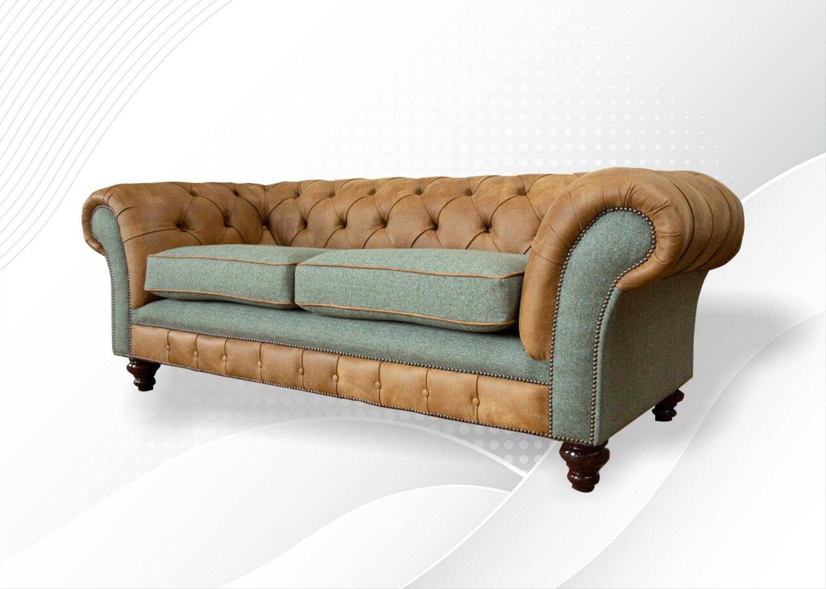 Die Rückenlehne Chesterfield-Sofa, Chesterfield Sitzer mit Design 220 Knöpfen. cm, Sofa JVmoebel Couch 3