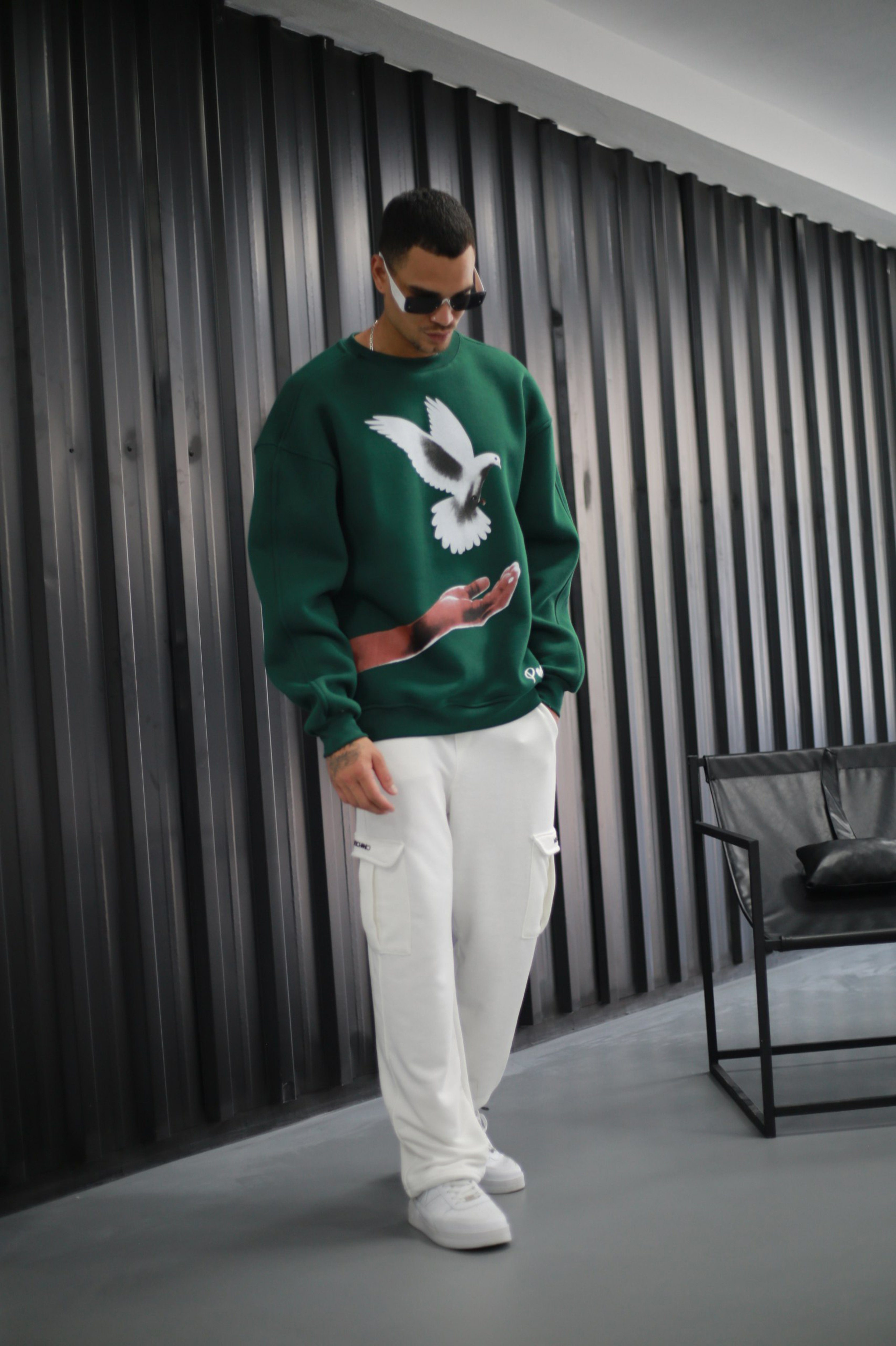 Megaman Jeans Sweatshirt Basic Sweatshirt I Pullover Herren aus Baumwolle & Elastan Print