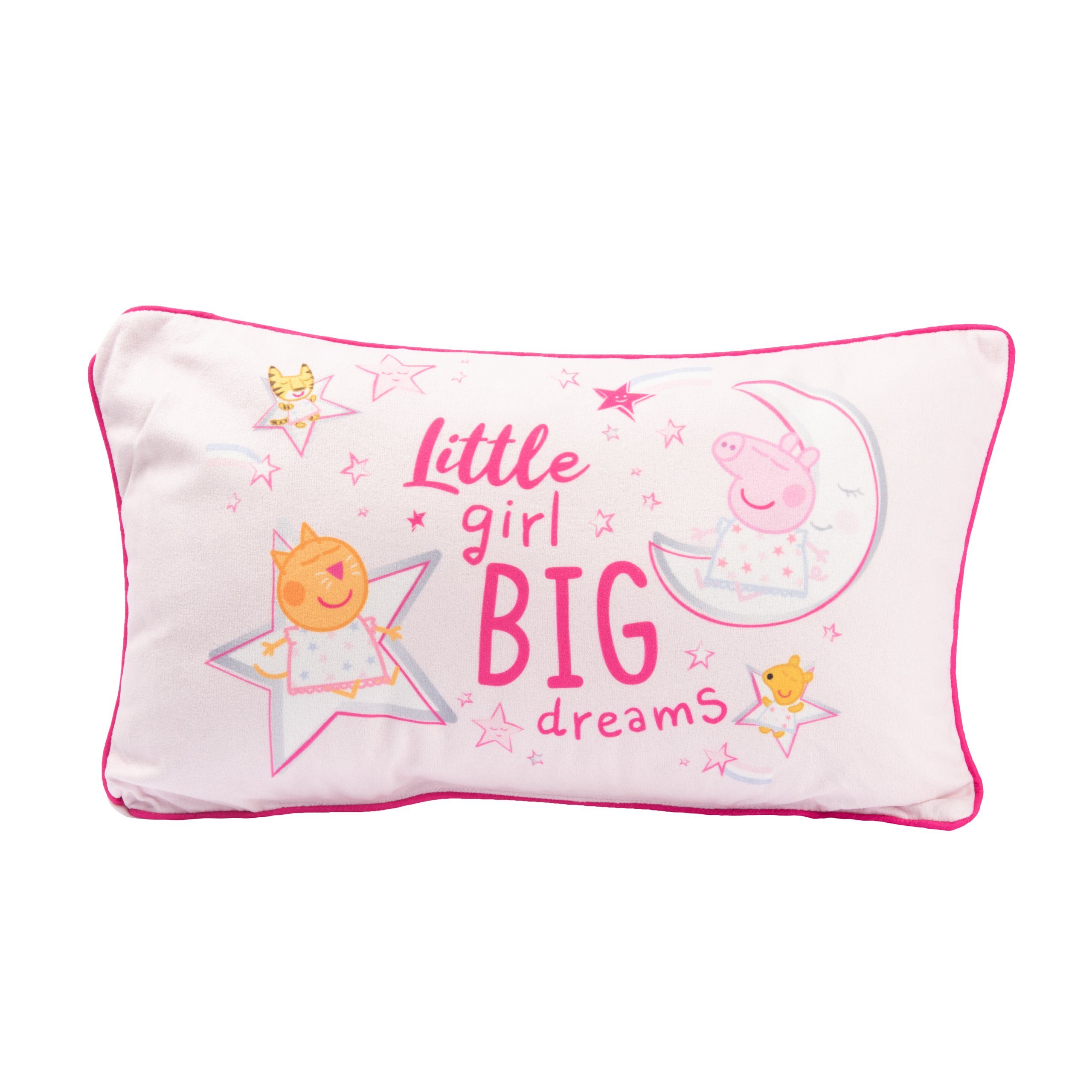 United Labels® Dekokissen Peppa Wutz Kissen – Little girl Big dreams Dekokissen Rosa 40 x 23 cm