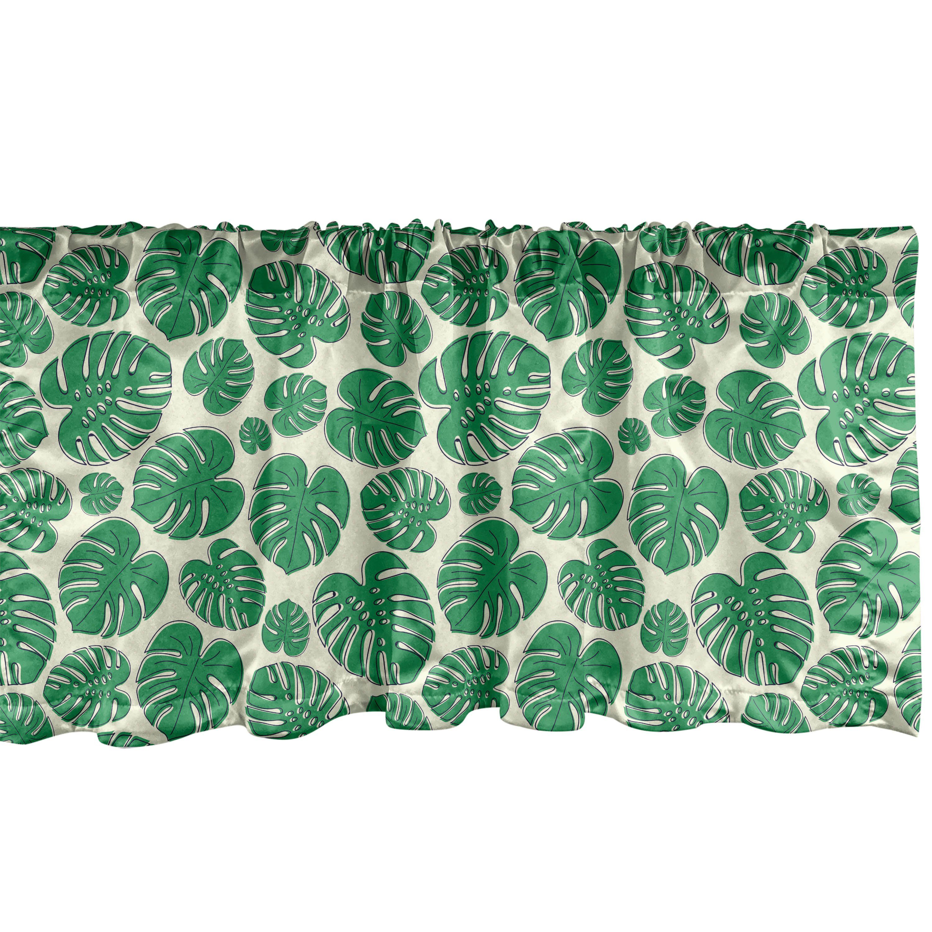 Scheibengardine Vorhang Volant für Küche Schlafzimmer Dekor mit Stangentasche, Abakuhaus, Microfaser, Philodendron Hawaii-Sommer-Blätter