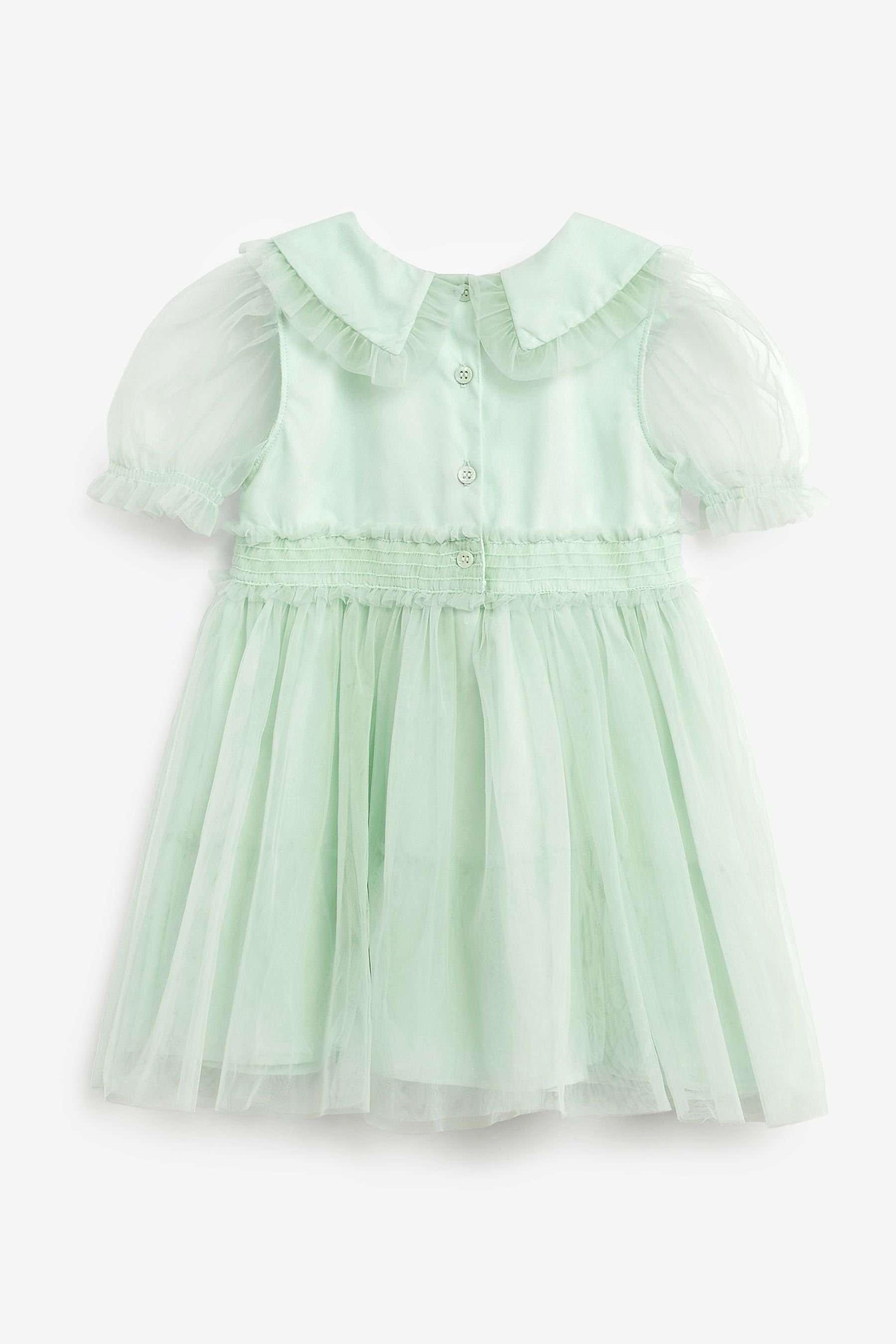 Next Partykleid Netzstoff-Kleid mit verziertem (1-tlg) Kragen Green Mint