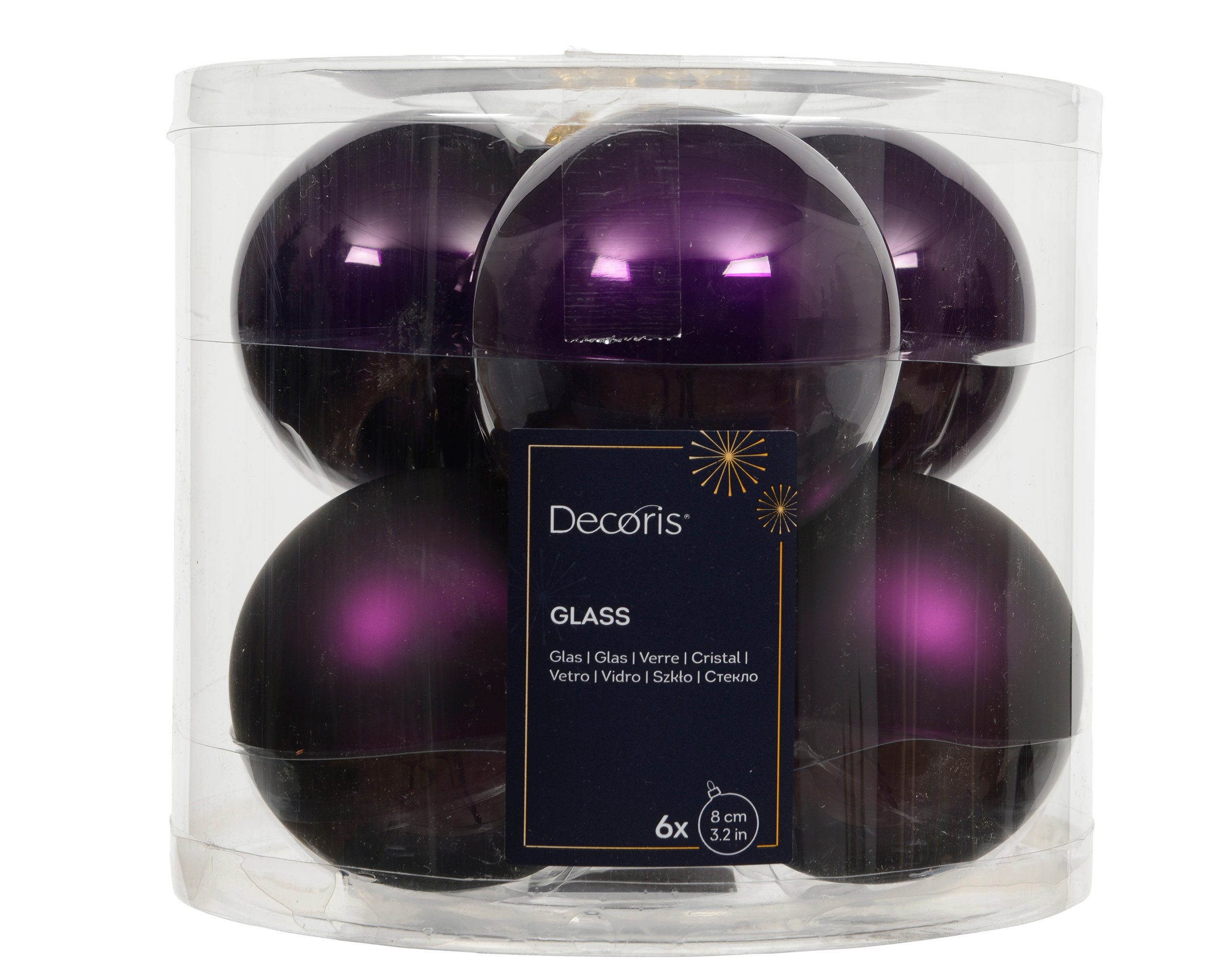 Kaemingk Weihnachtsbaumkugel, Weihnachtskugeln Glas 8cm 6 Stück - Feige