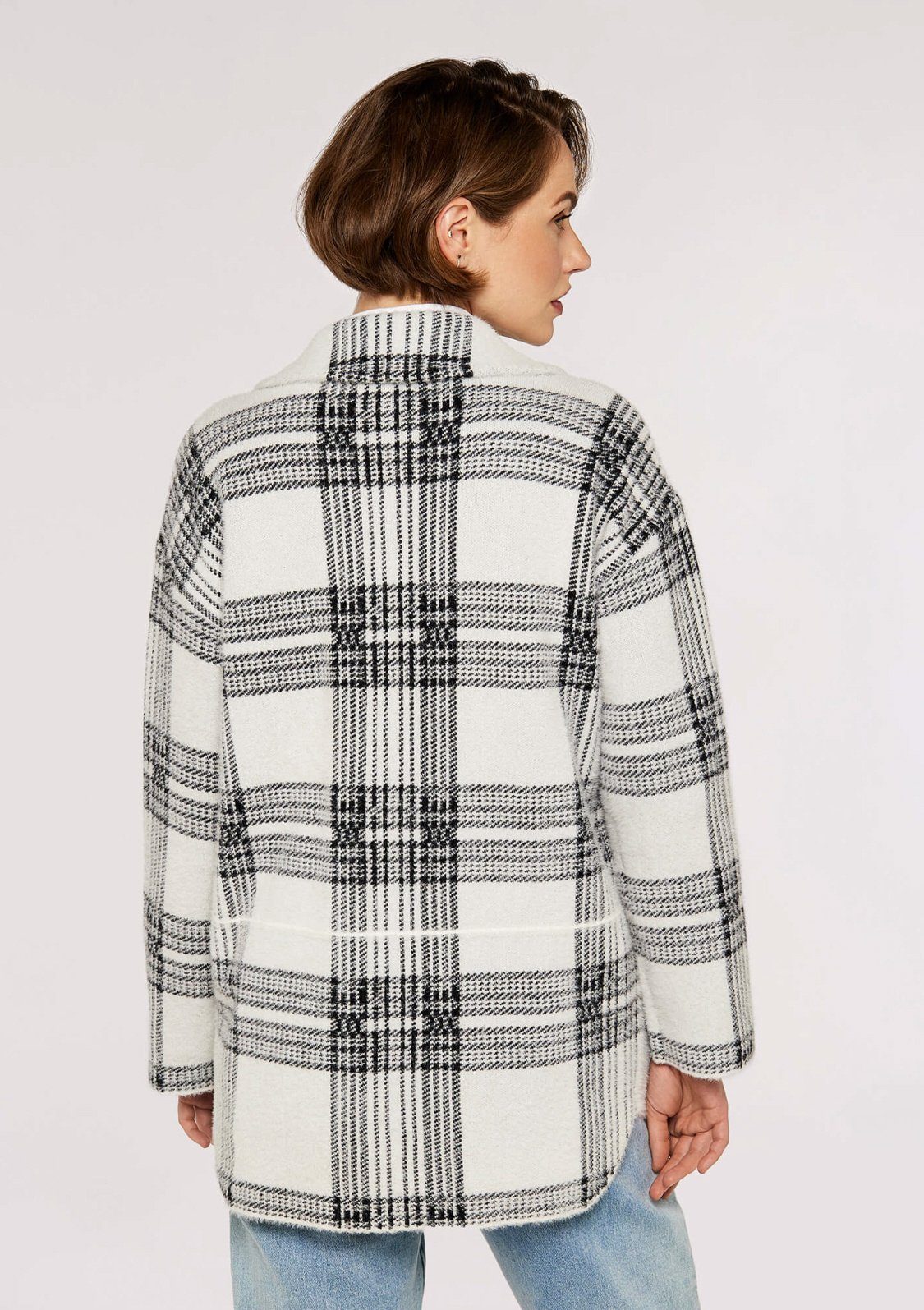 (1-St) Window Apricot Check mit Fuzzy Karomuster Jacket Kurzjacke