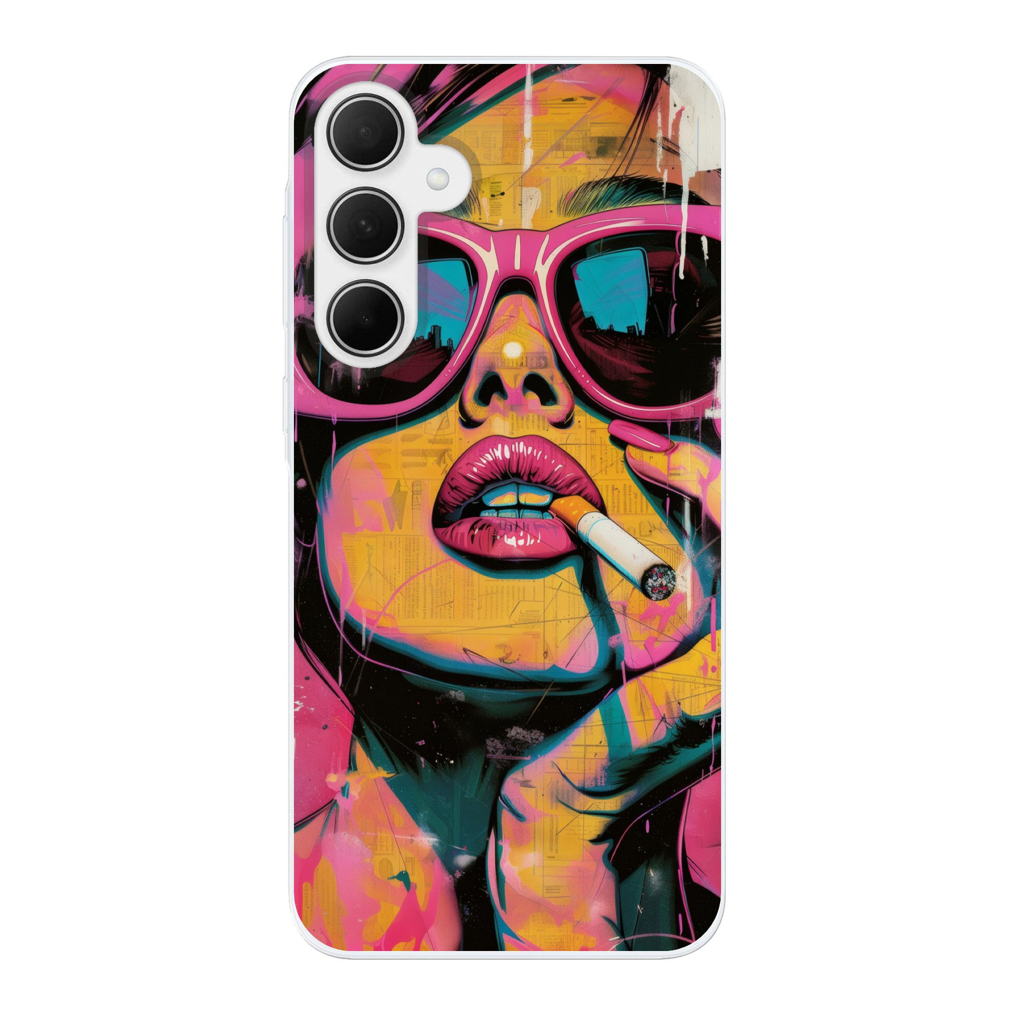 MuchoWow Handyhülle für Samsung Galaxy A35 5G Porträt - Frau - Abstrakt - Sonnenbrille, Smartphone-Bumper, Print, Handy Schutzhülle Dünn