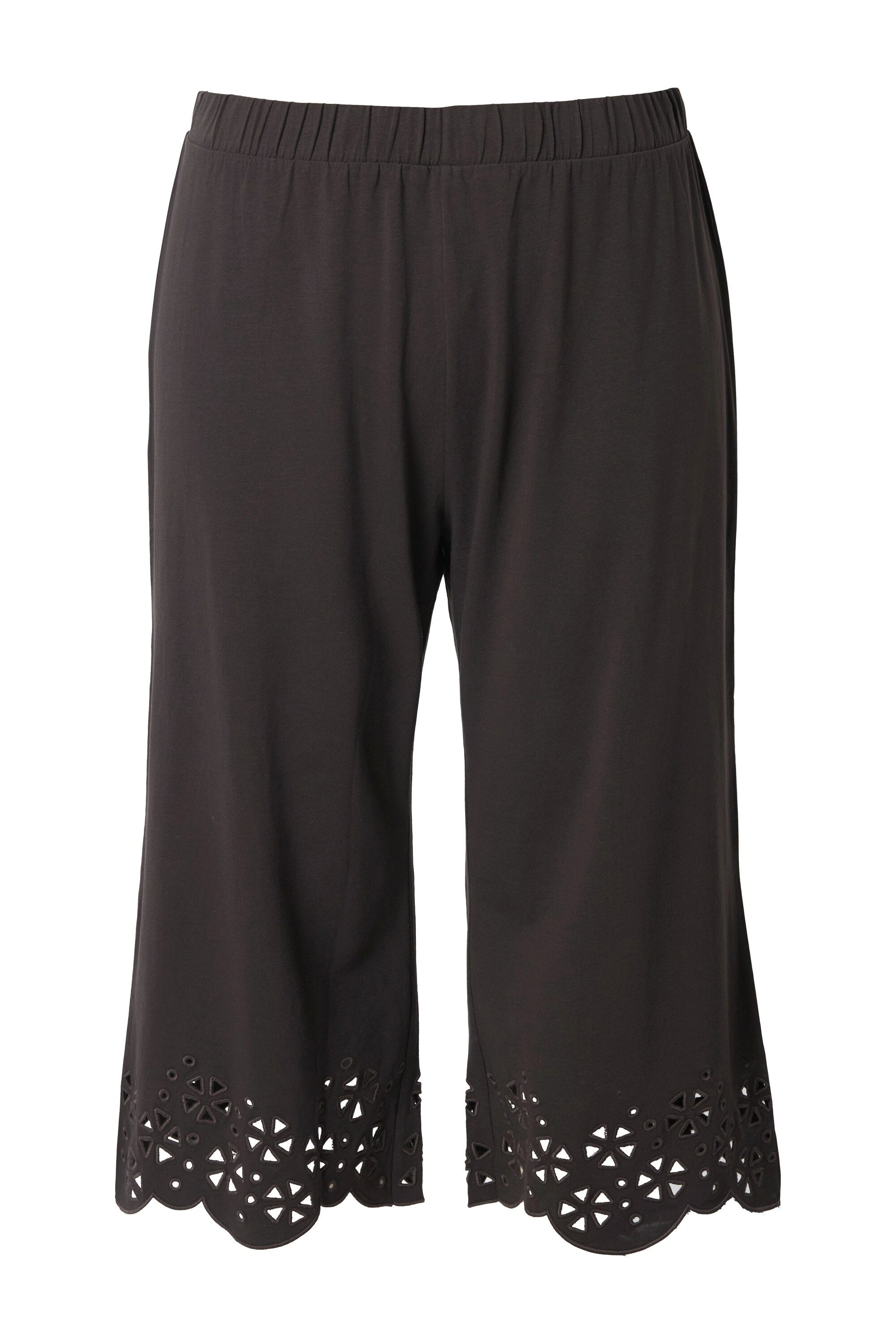 Ulla Popken Funktionshose Caprihose Stickspitze ausgestellter Saum günstig online kaufen