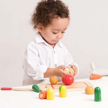New Classic Toys® Spielzeug-Polizei Einsatzset Gemüse schneiden Holzspielzeug Mit Holzbrett Kinderküchen-Zubehör