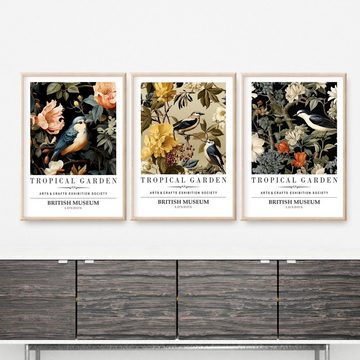 homestyle-accessoires Poster Bilder Bilderset Wandbilder TROPICAL GARDEN BIRDS 3er Set Print, Ohne Bilderrahmen
