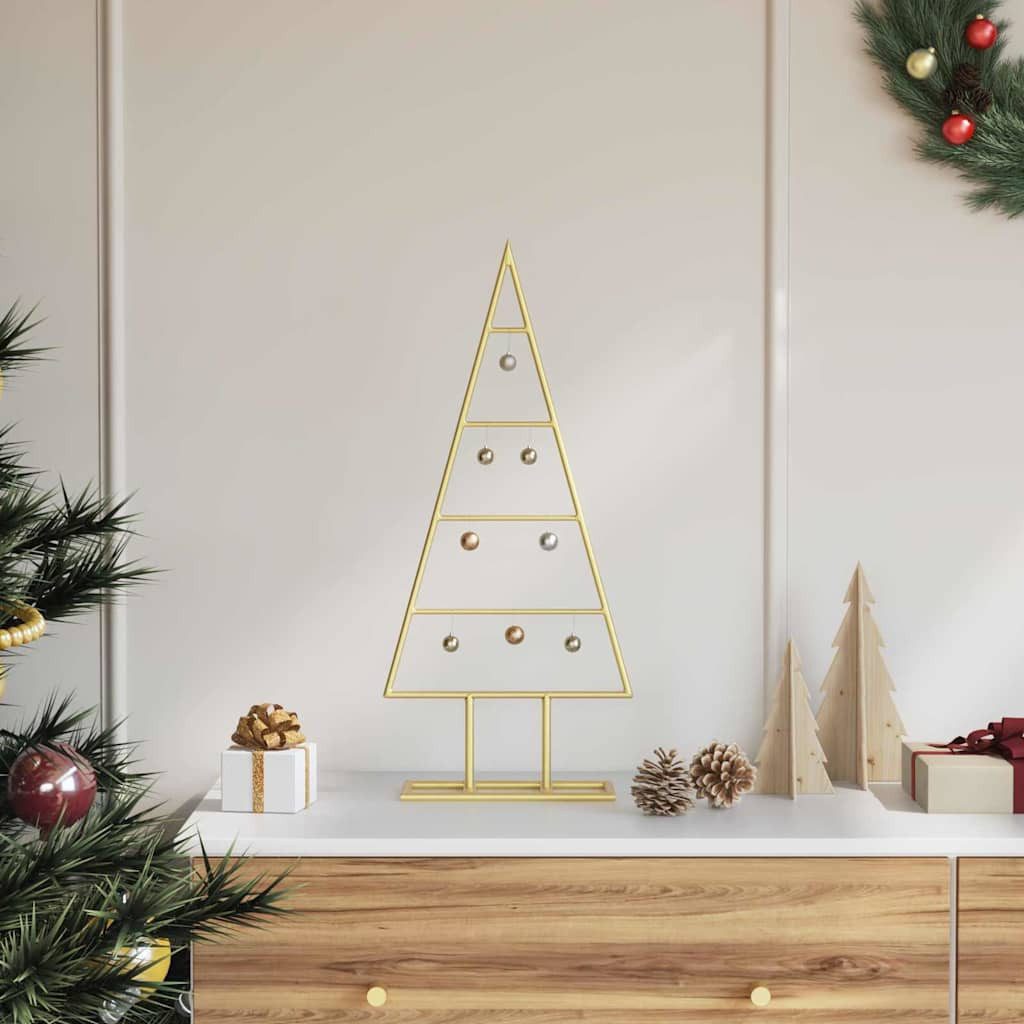 vidaXL Künstlicher Weihnachtsbaum Metall Weihnachtsbaum Gold 60 cm Pulverbeschichteter Stahl