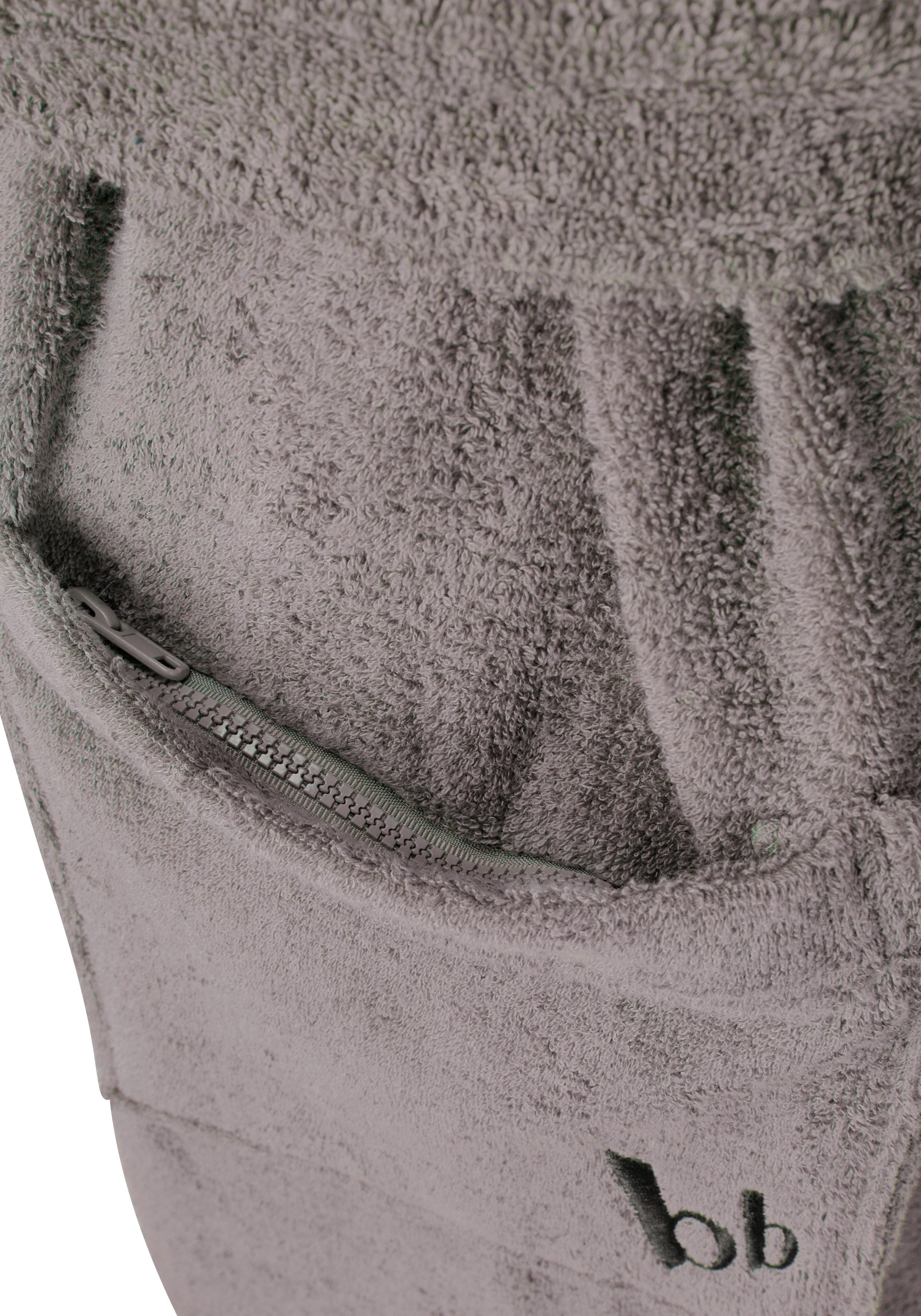 Bruno Banani Unisex-Bademantel Robby, ideal für Sauna & Spa, Standard, Premium und Überlänge, Langform, Walkfrottee, Kapuze, Gürtel, Damen & Herren Bademäntel, Baumwolle, mit Taschen, Sauna, XS-3XL