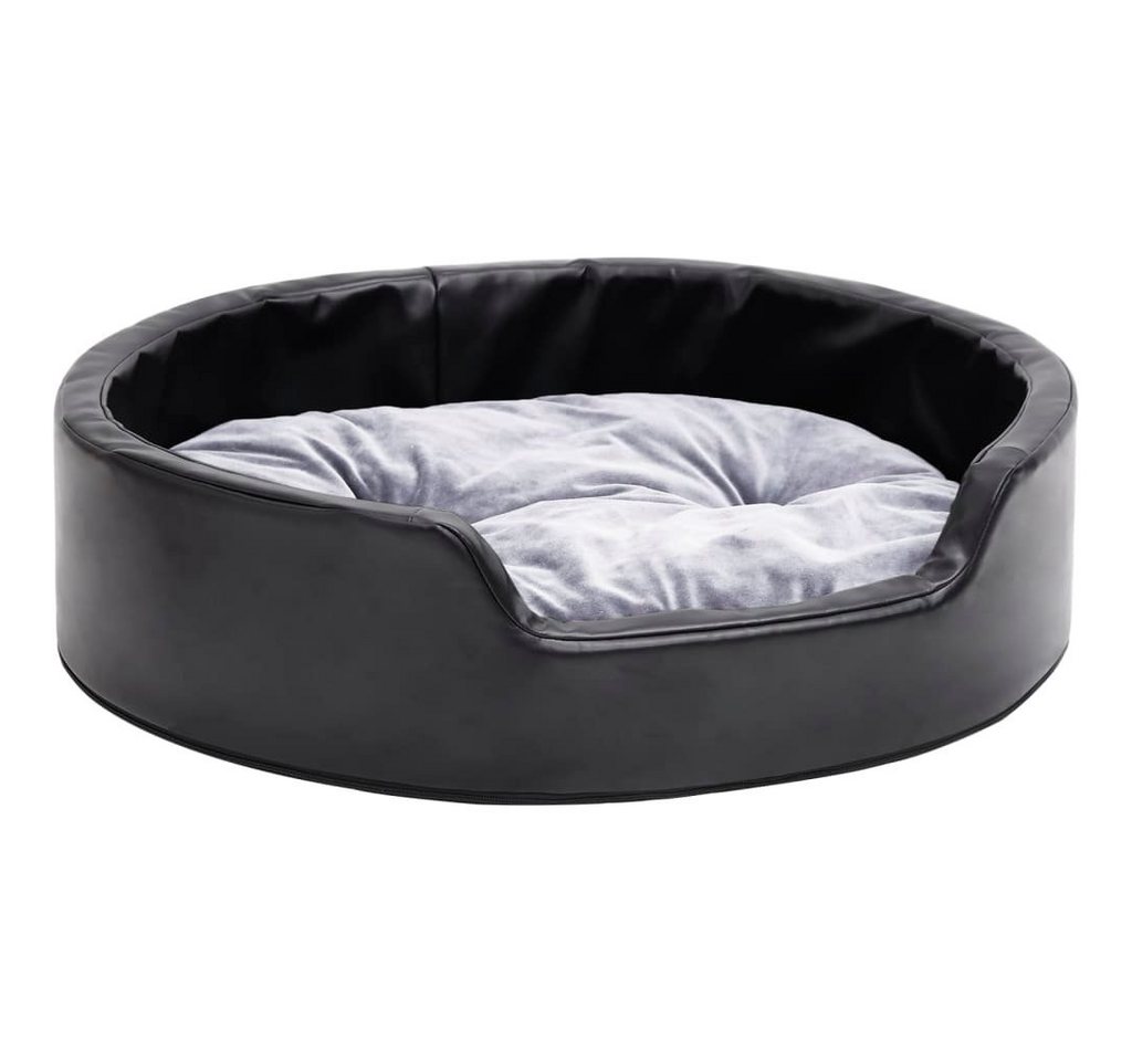 Thumbnail - furnicato Tierbett Hundebett Schwarz-Grau 69x59x19 cm Plüsch und Kunstleder