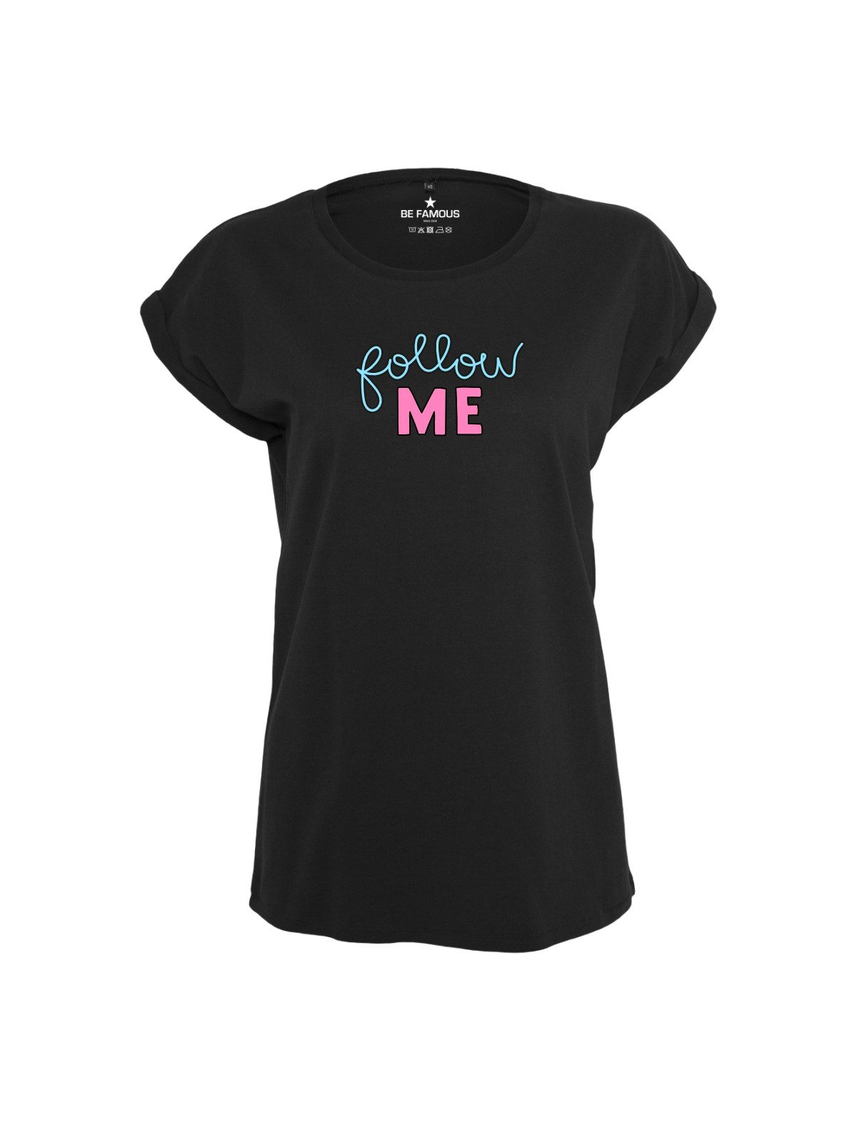 Be Famous Print-Shirt Classic Roll Up D-FOLLOW (1-tlg)