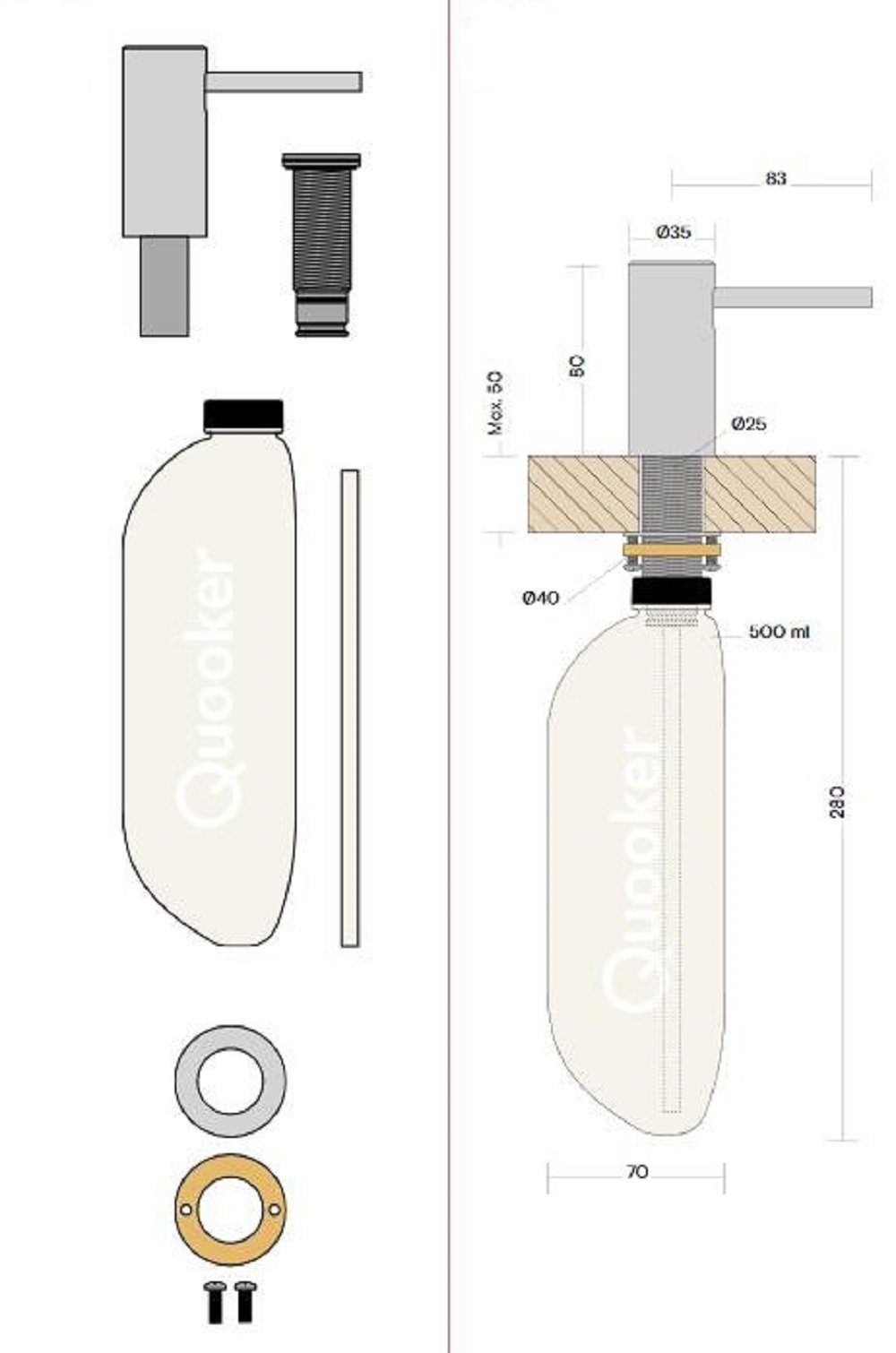 QUOOKER Küchenarmatur Nordic Seifenspender Gunmetal SDGME günstig online kaufen