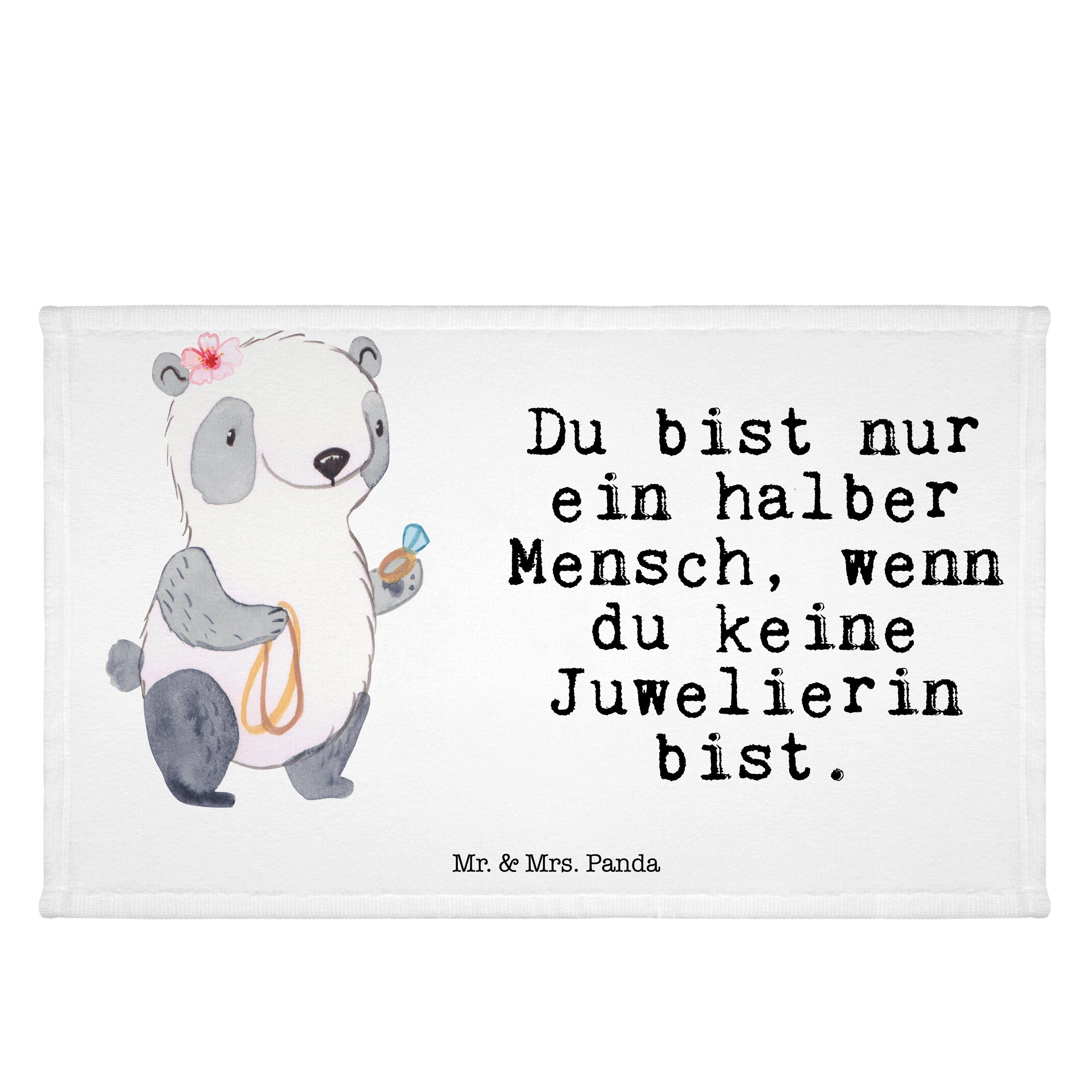 Geschenk, Ha, Mrs. Juwelierin Weiß Reisehandtuch, - Rente, mit & (1-St) Handtuch Sport Panda Herz Mr. -