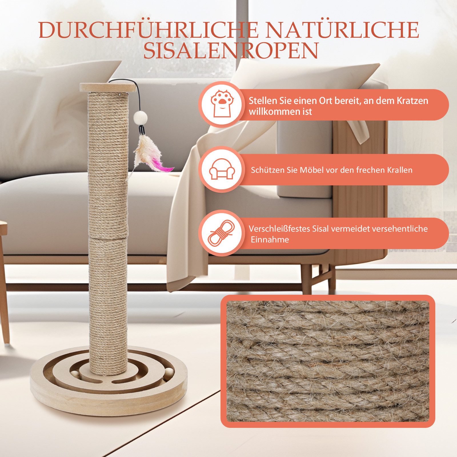 nobleza Kratzsäule Interaktives Katzenspielzeug Kratzsäule Kratzstamm